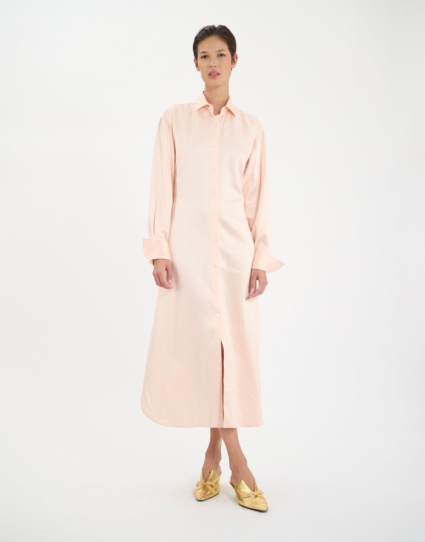 Vestido Douglas de lino y viscosa rosa pálido