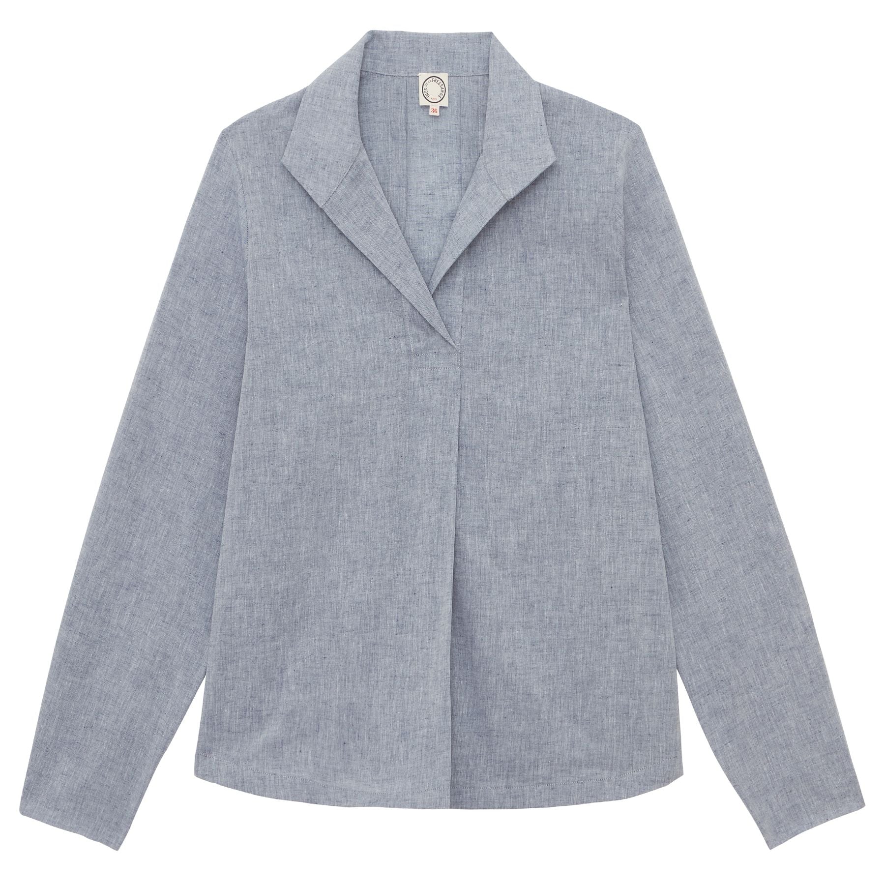 Top Noa in misto lino blu denim
