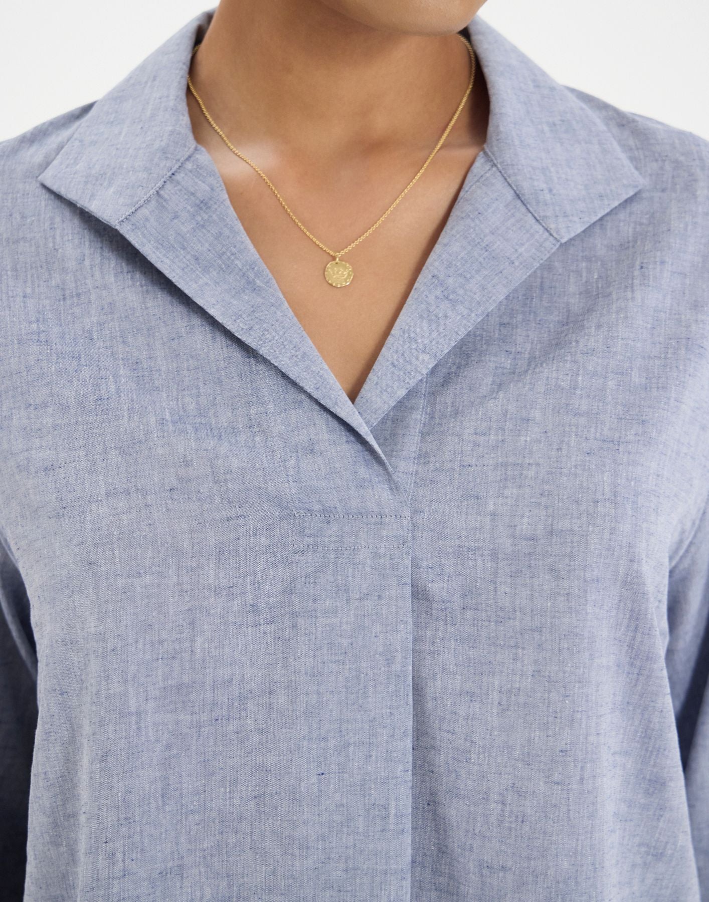 Top Noa in misto lino blu denim