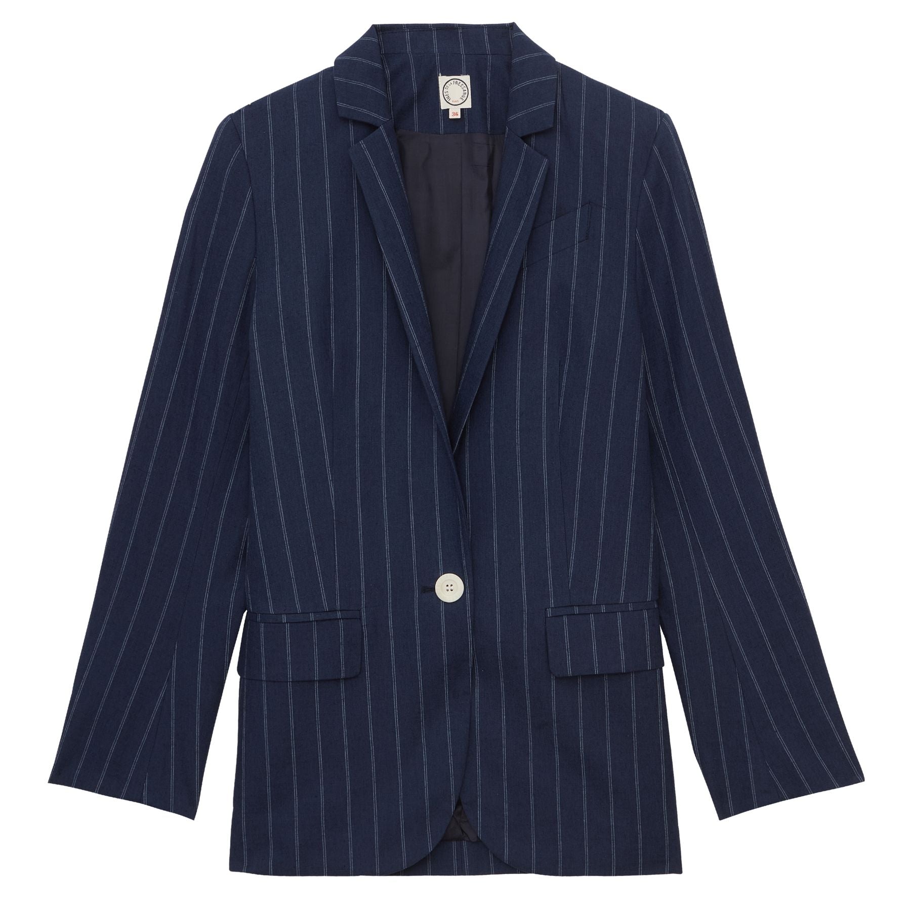 Giacca Bruna in misto lino blu