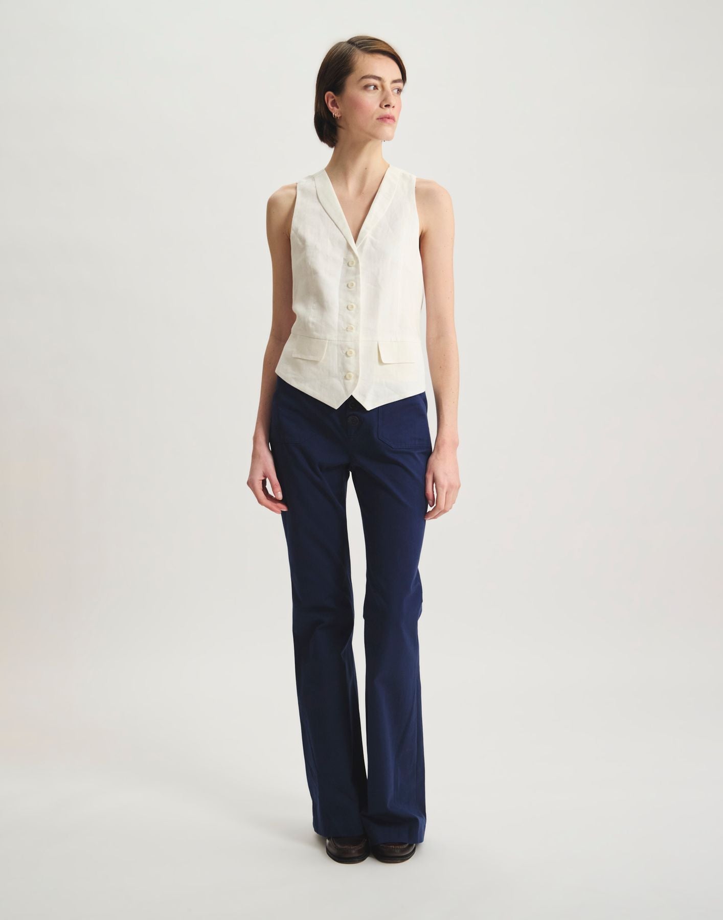 Gilet Robinson en lin blanc