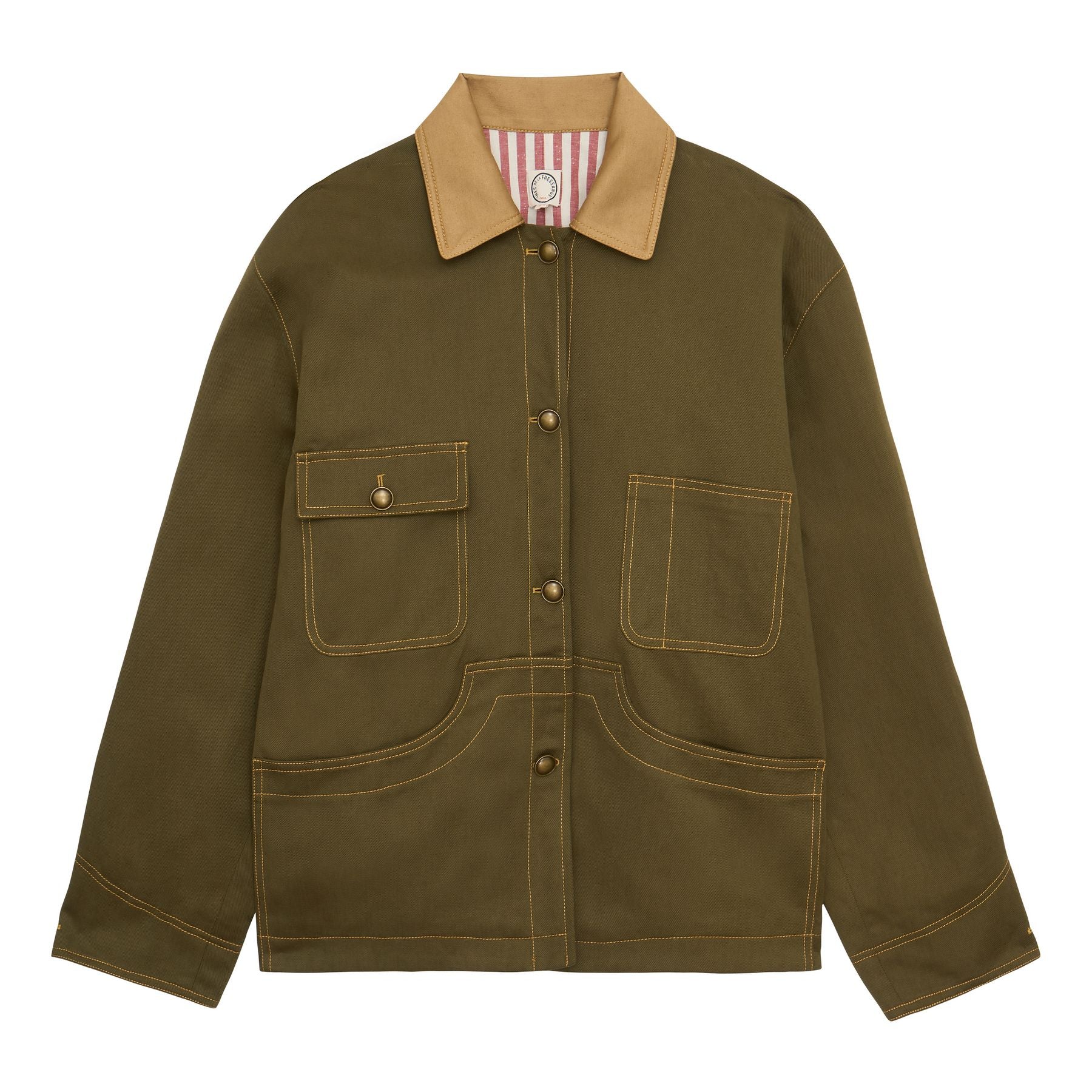 Veste de travail Melchior en lin et coton kaki