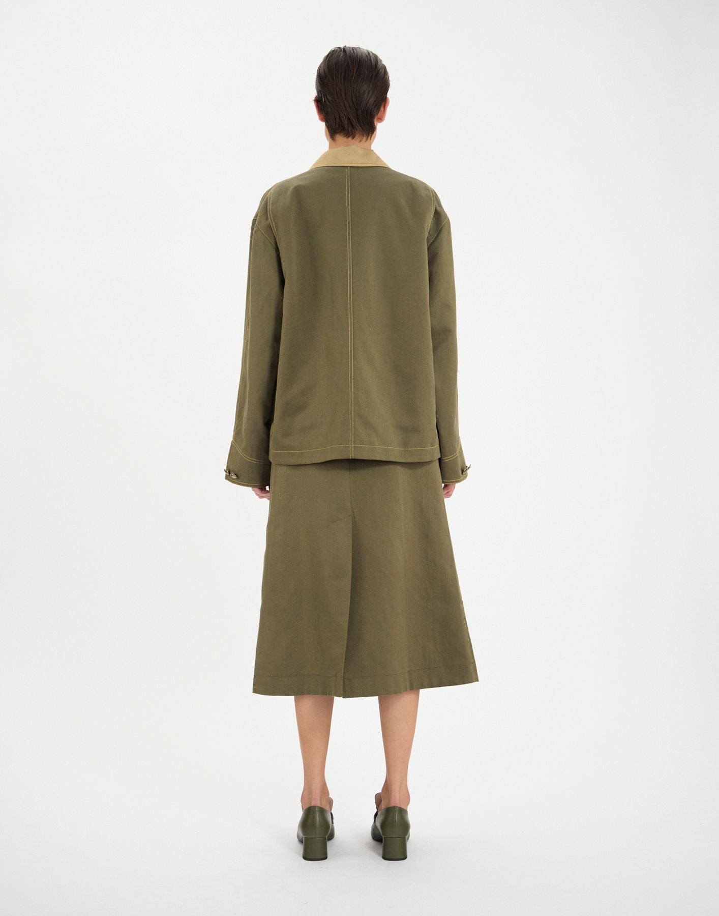 Veste de travail Melchior en lin et coton kaki