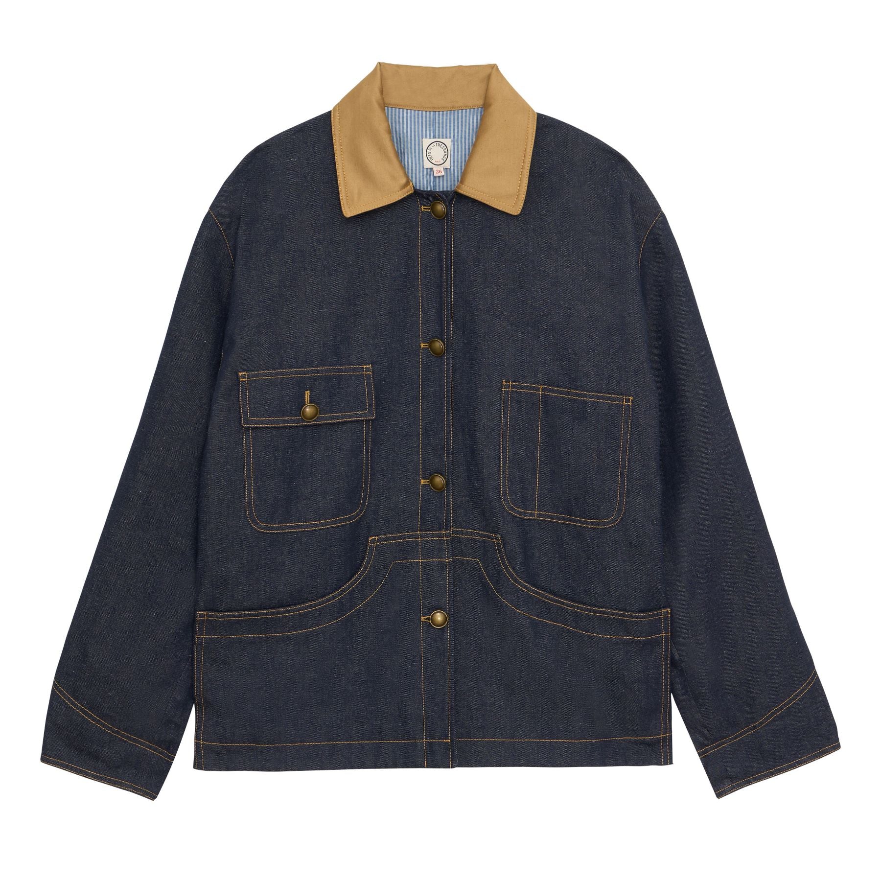 Veste de travail Melchior en coton et lin mélangé marine