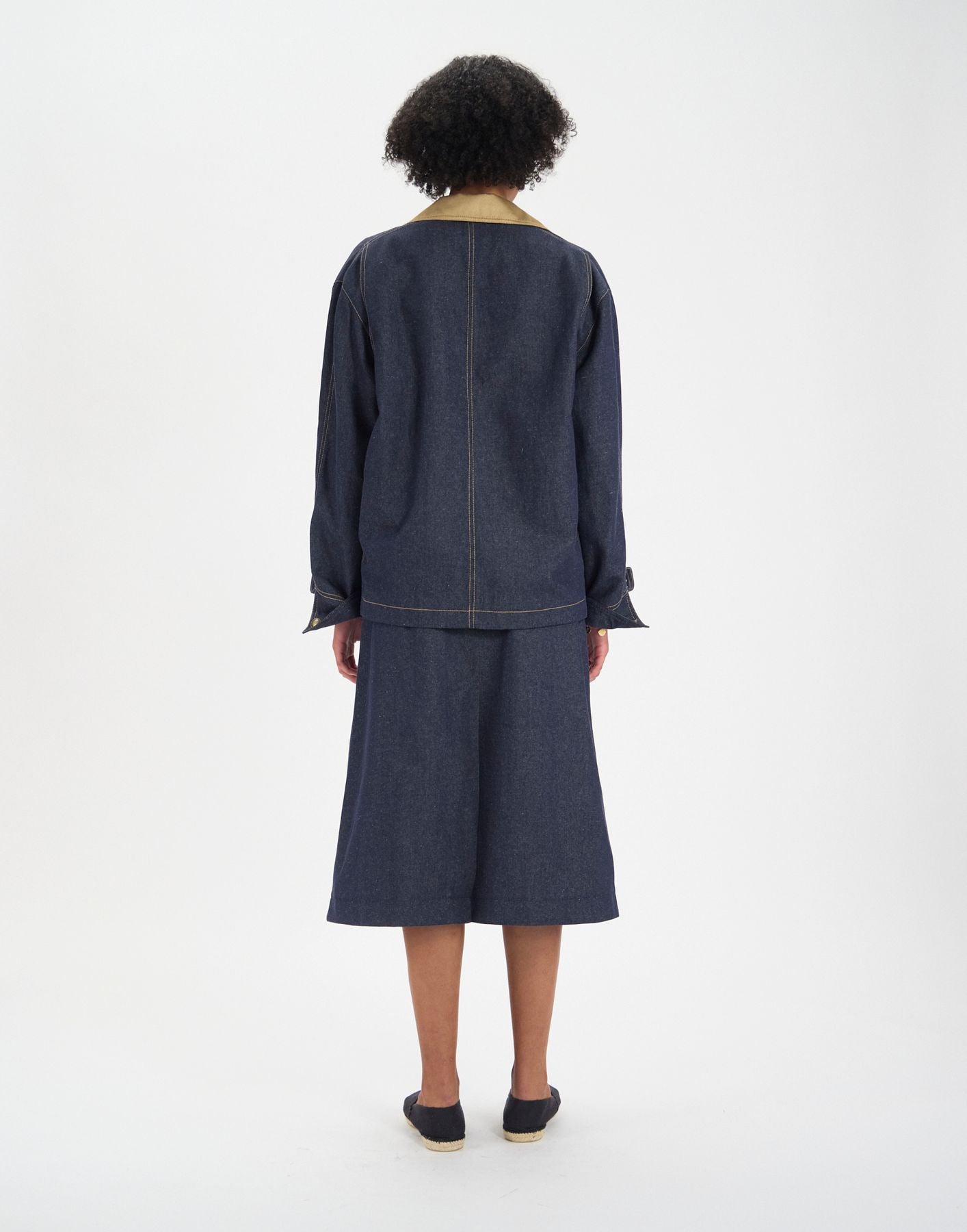 Veste de travail Melchior en coton et lin mélangé marine
