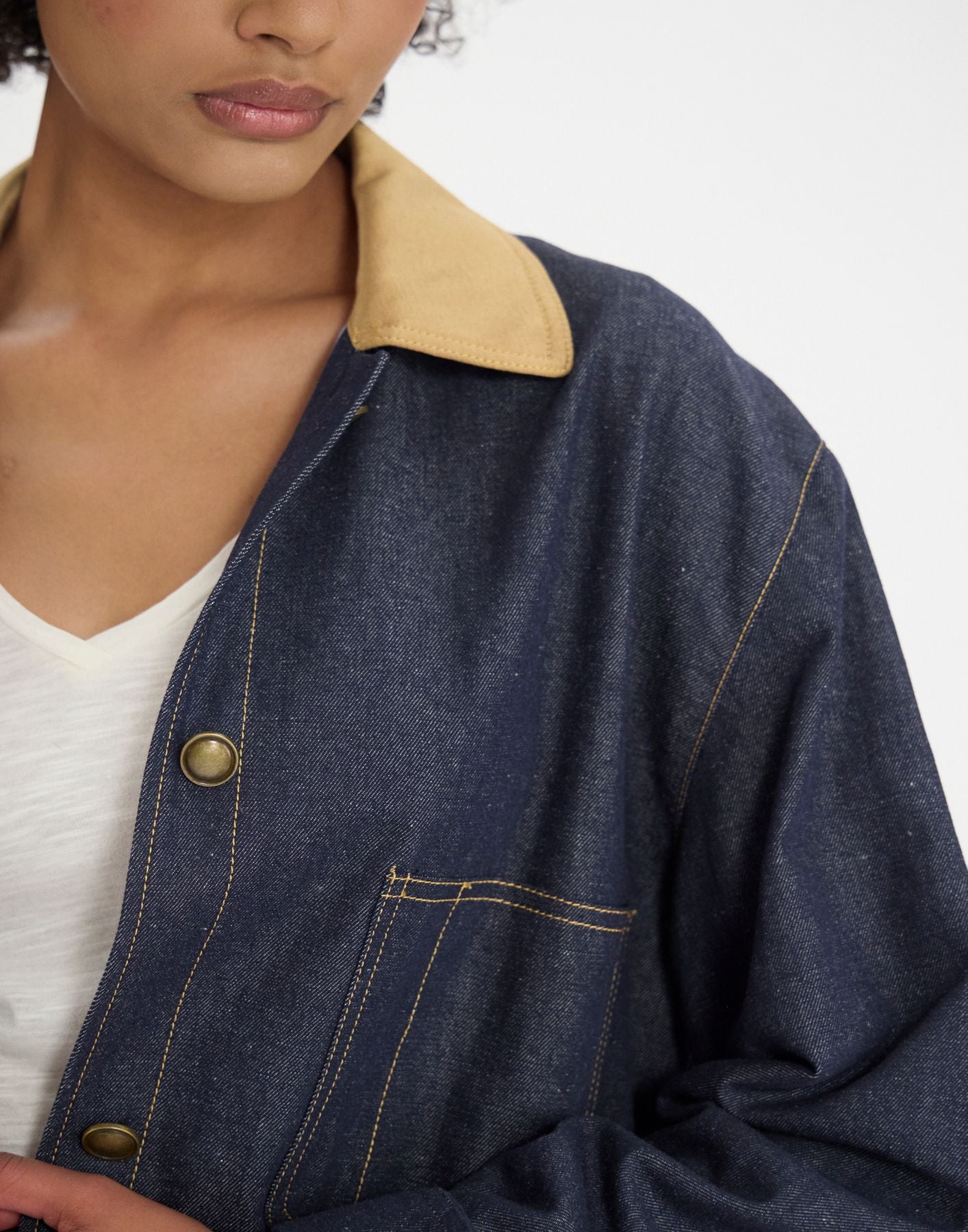 Veste de travail Melchior en coton et lin mélangé marine