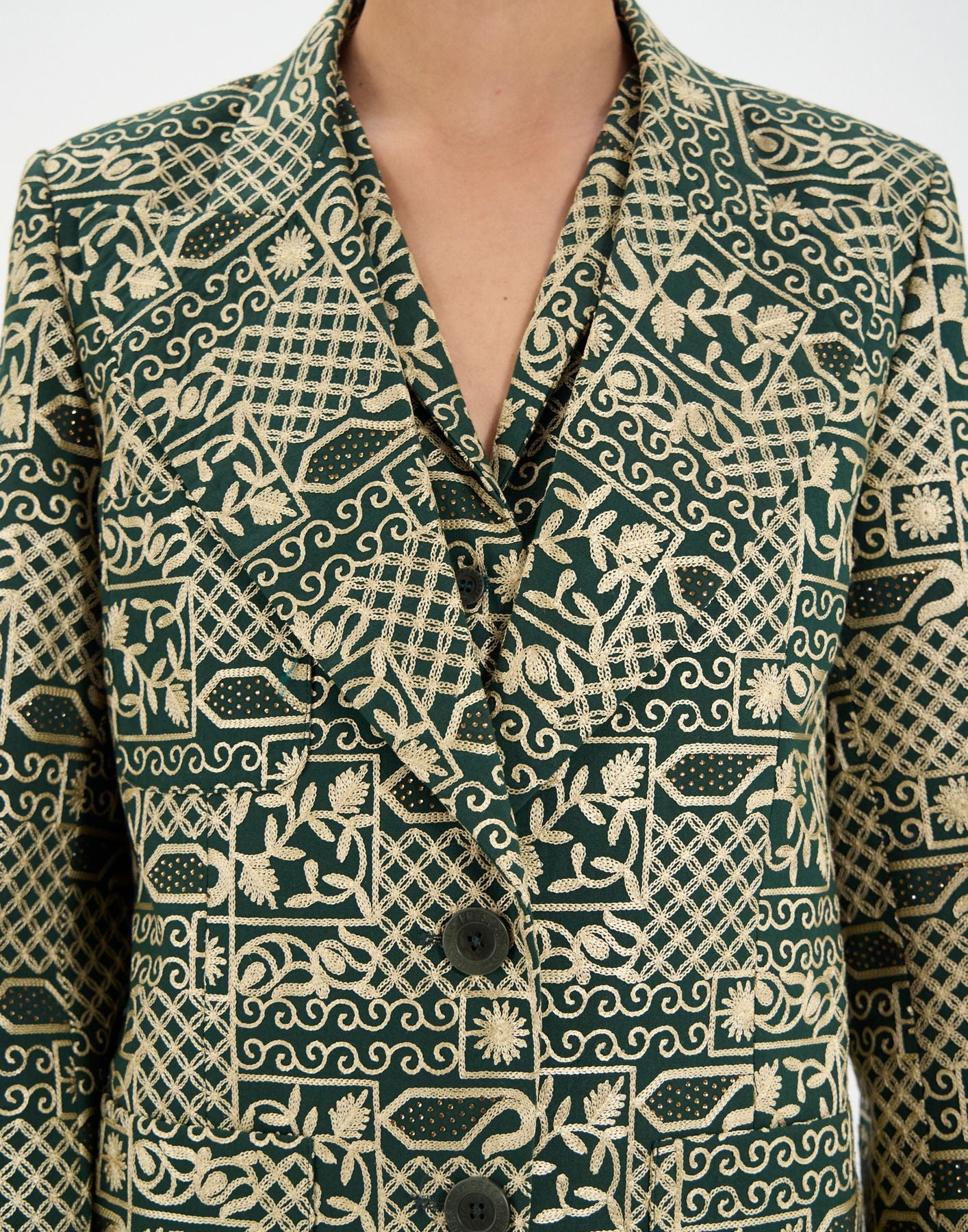 Veste Thadée brodée verte