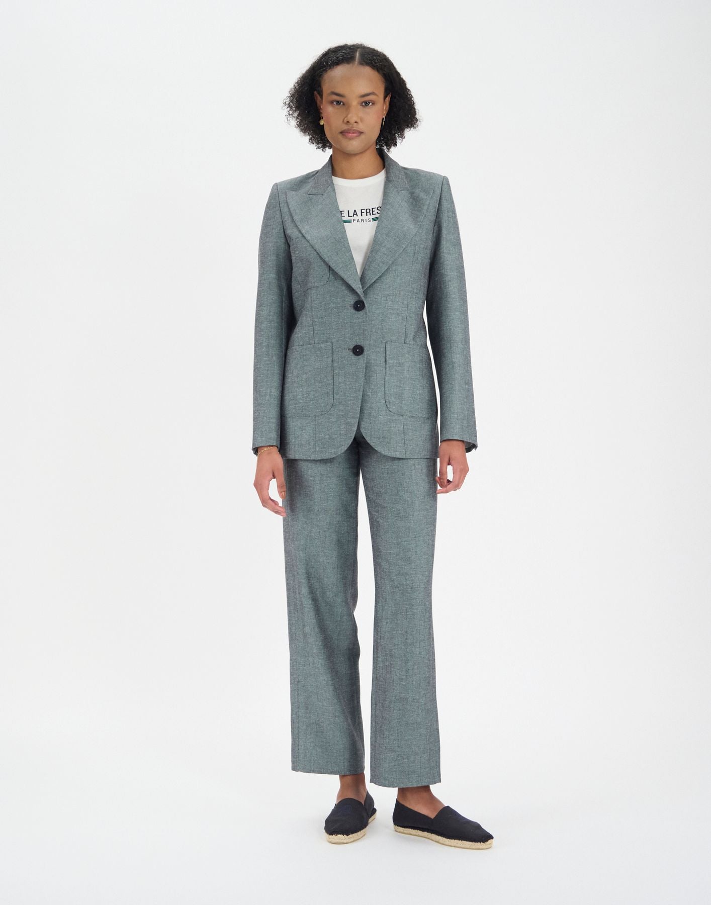 Veste Thadee en lin mélangé grise