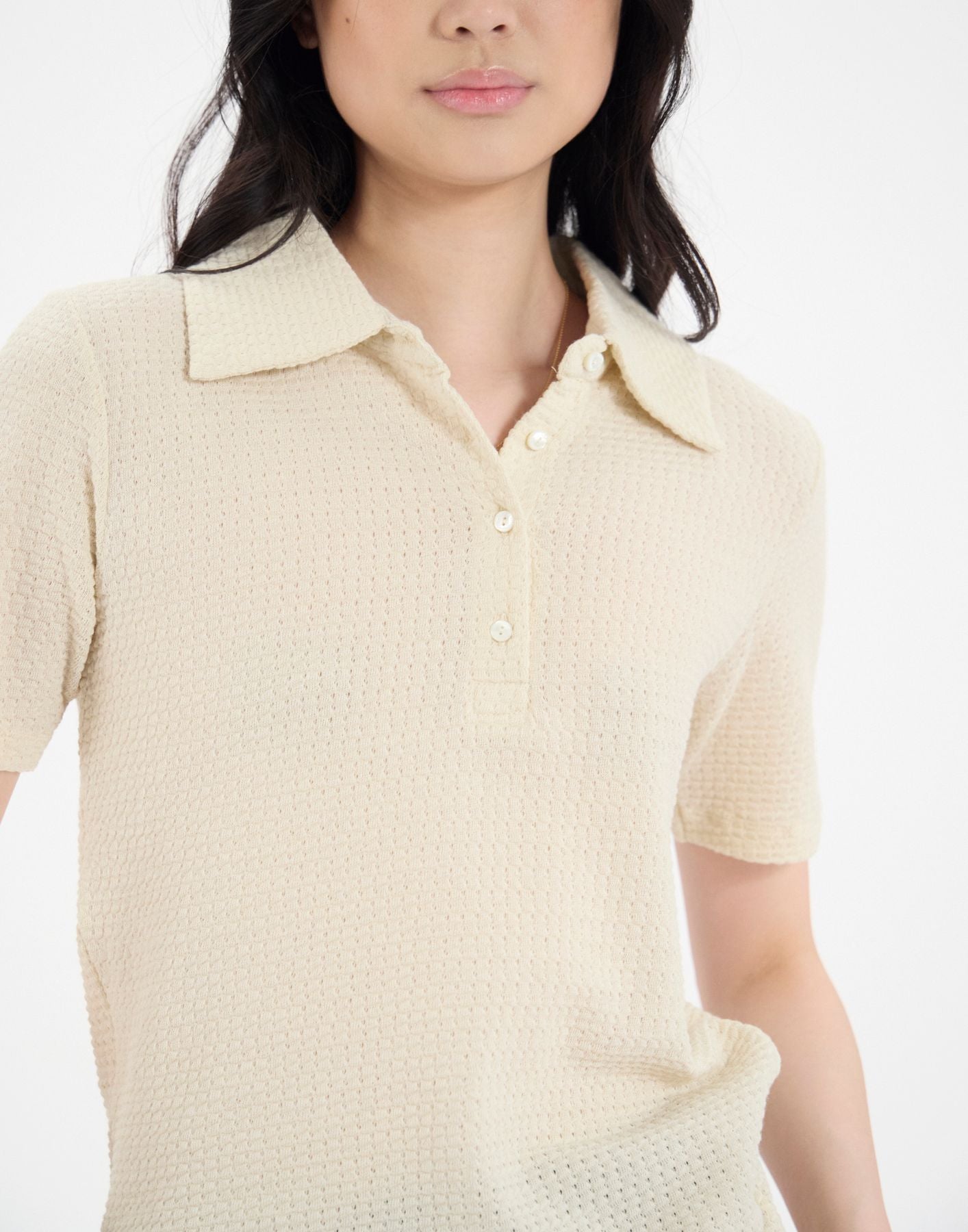 Polo Bryan en coton blanc ivoire