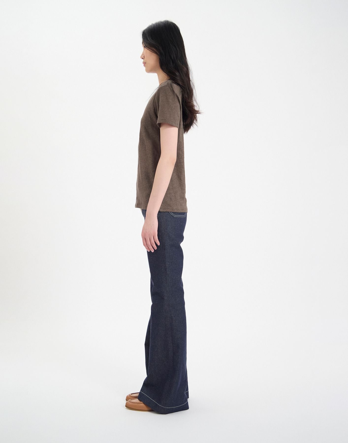 T-shirt Sunny in lino color kaki