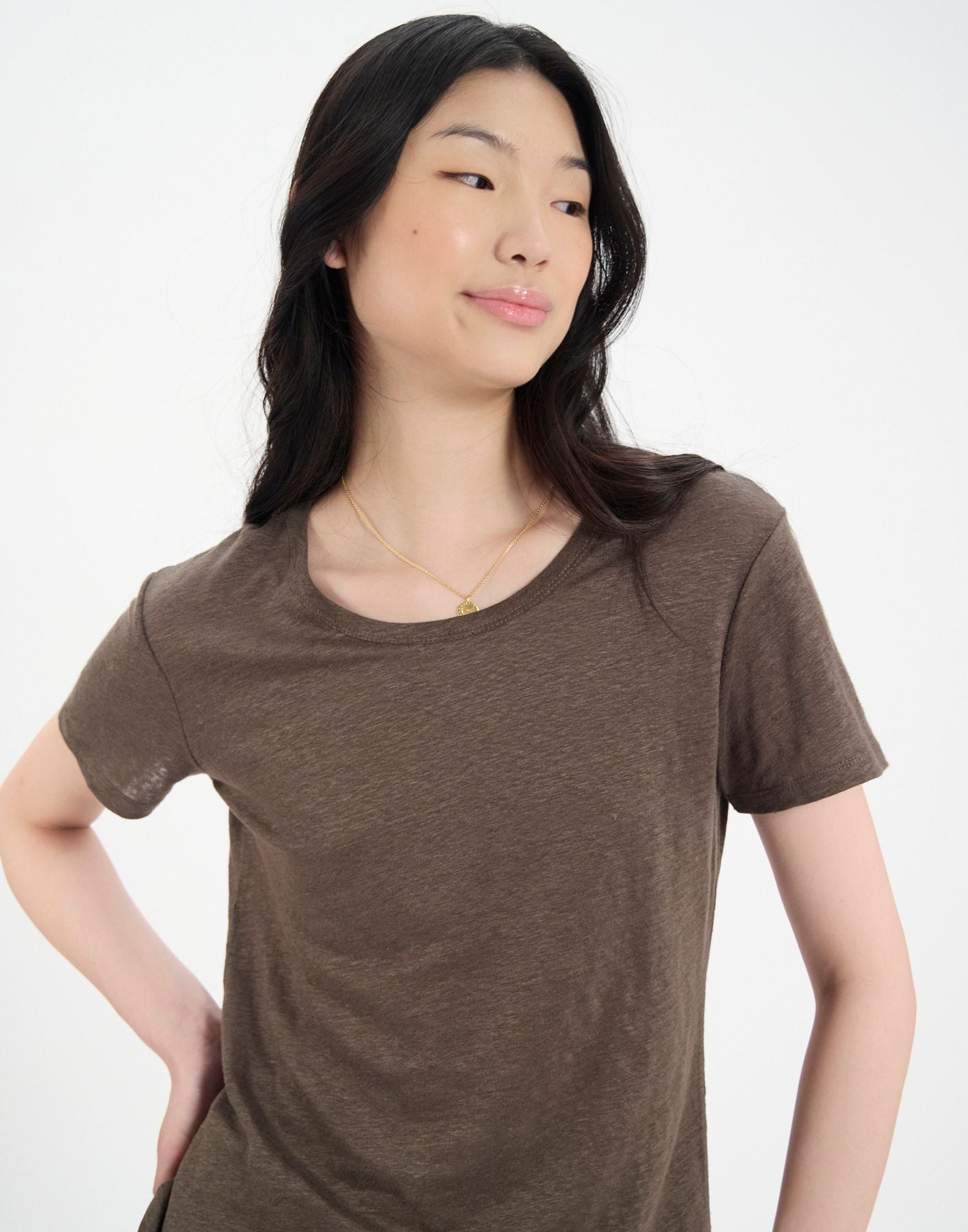 T-shirt Sunny in lino color kaki