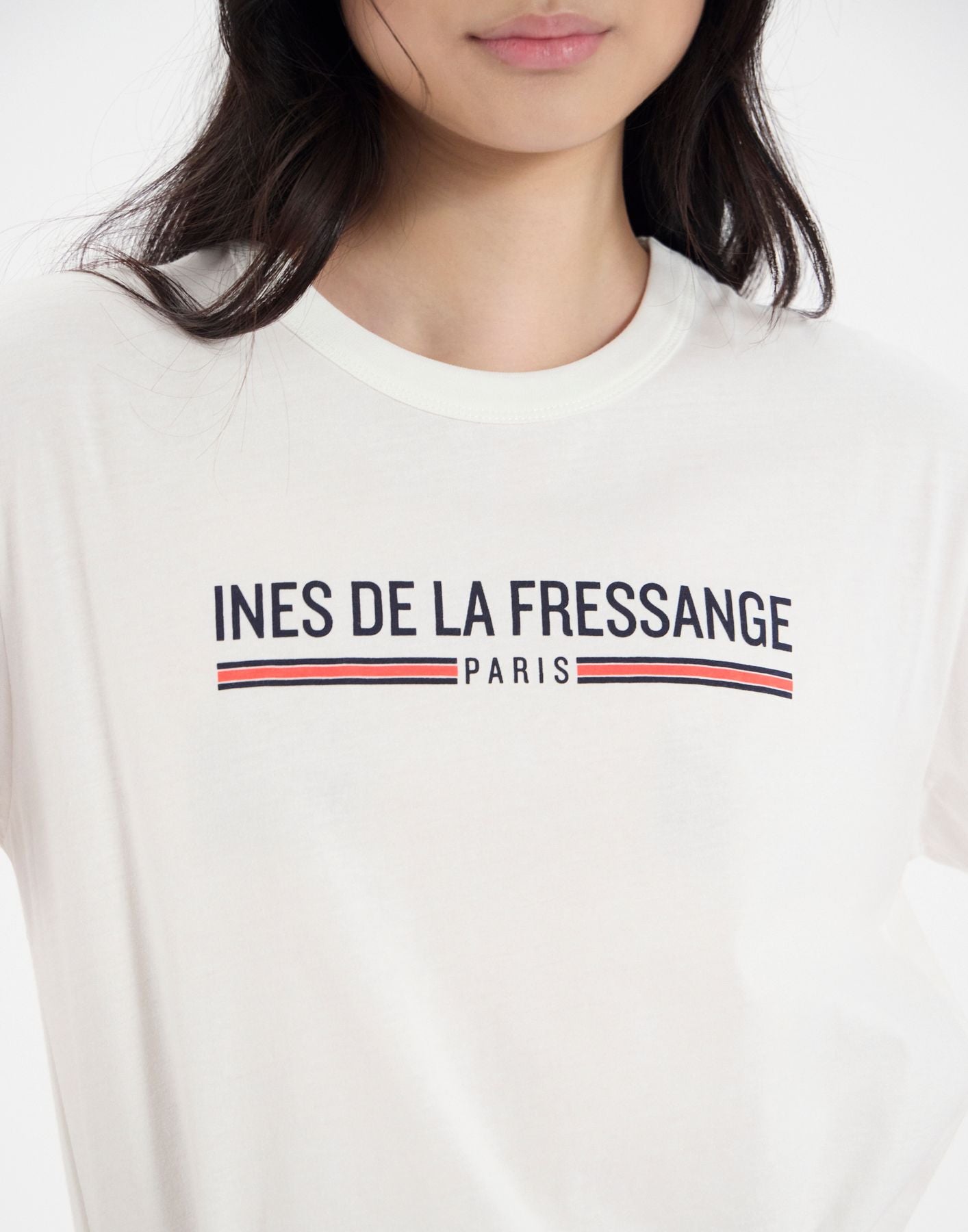 Top bianco Maxence in cotone organico stampato rosso