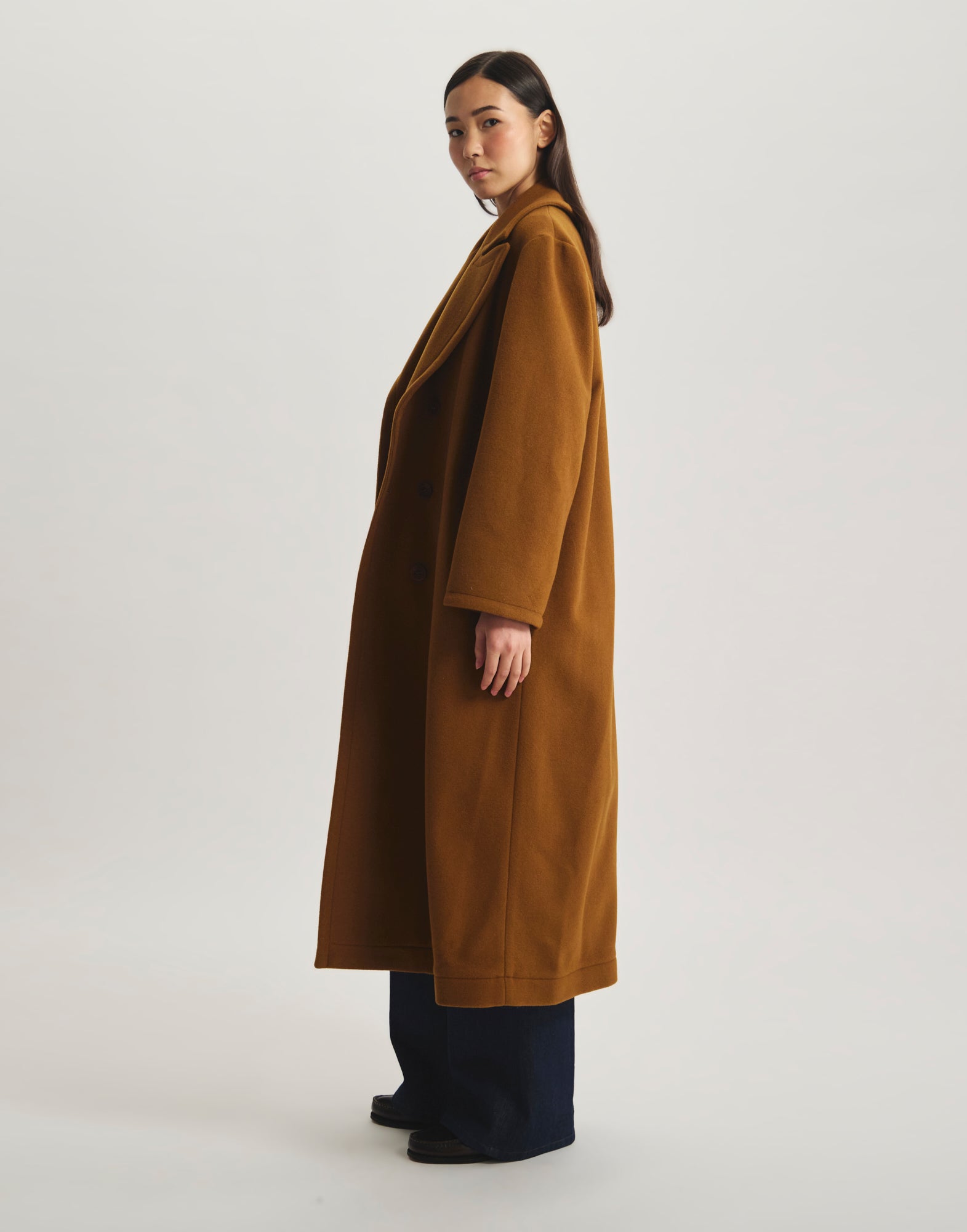 Denise coat in herringbone wool-blend