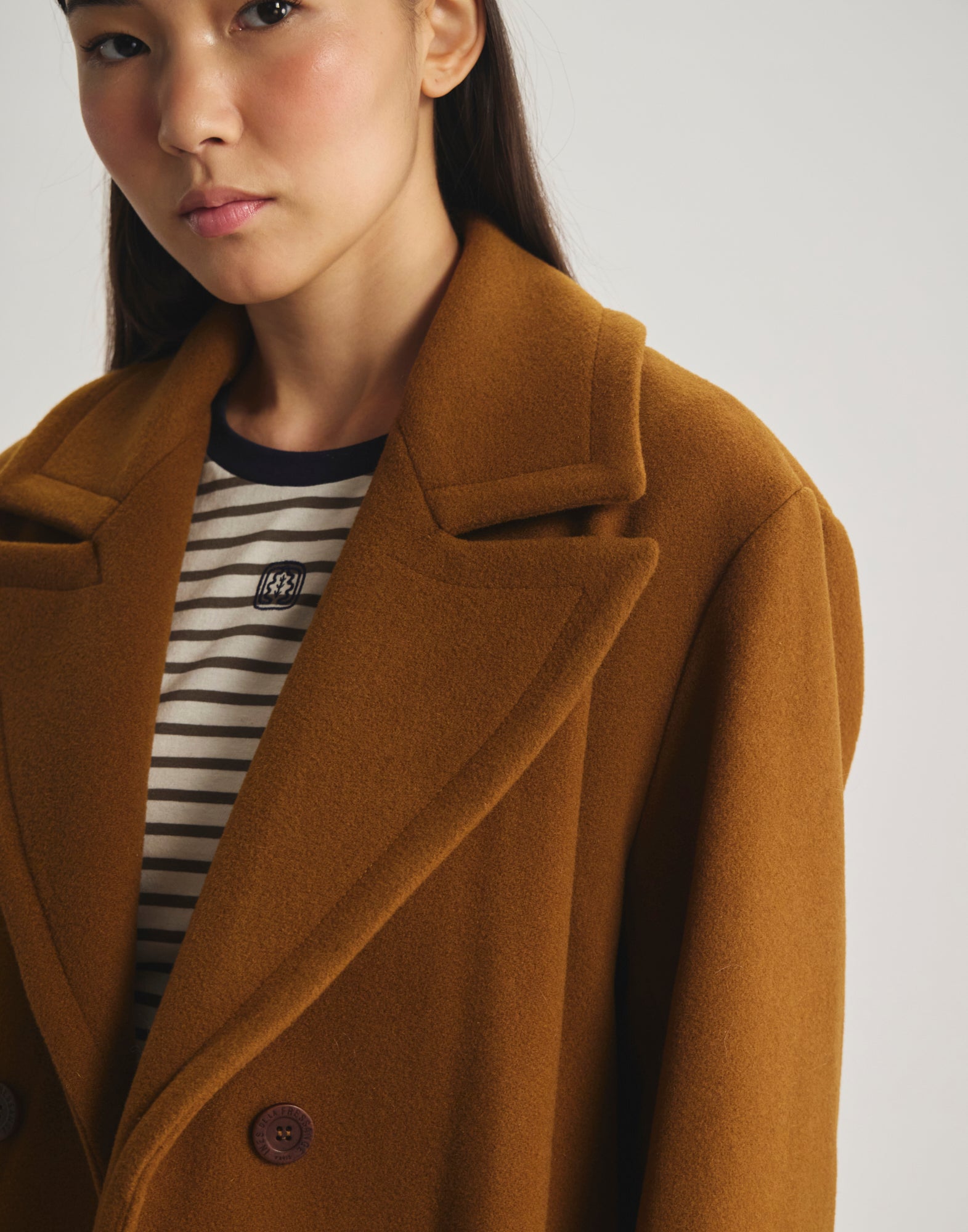 Denise coat in herringbone wool-blend