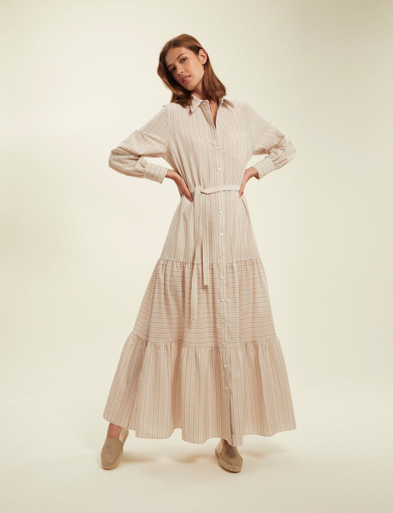 Robe Léna écru à rayures