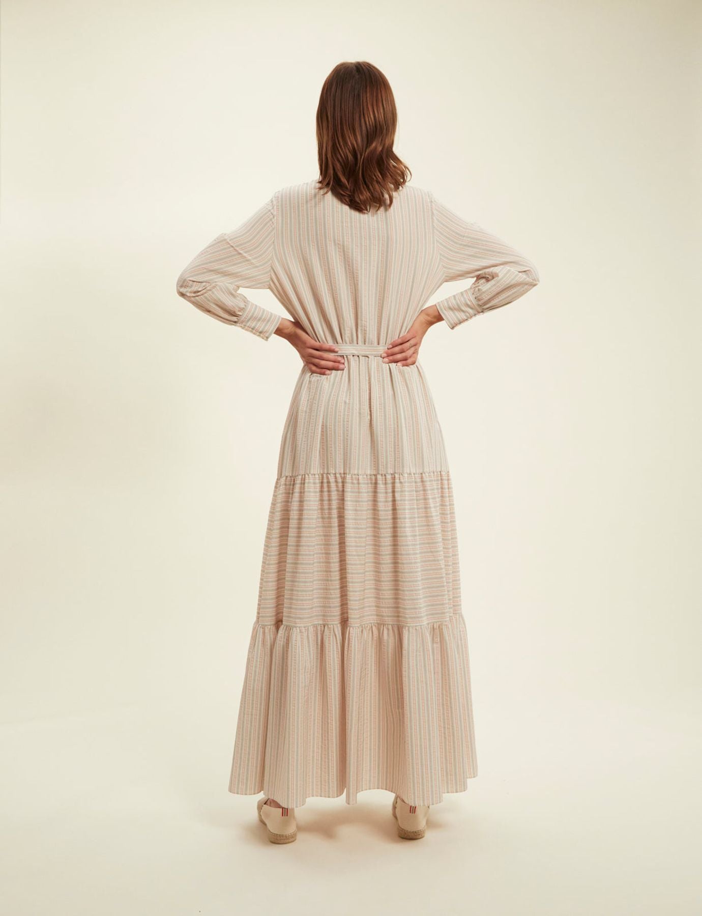 Robe Léna écru à rayures