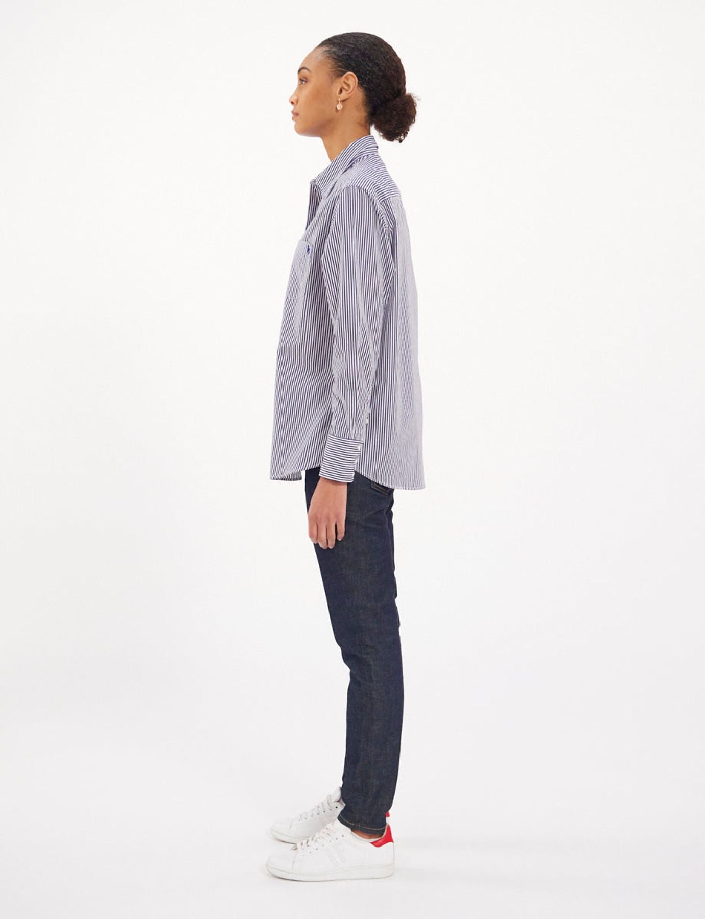 Chemise Maureen rayée marine/blanc