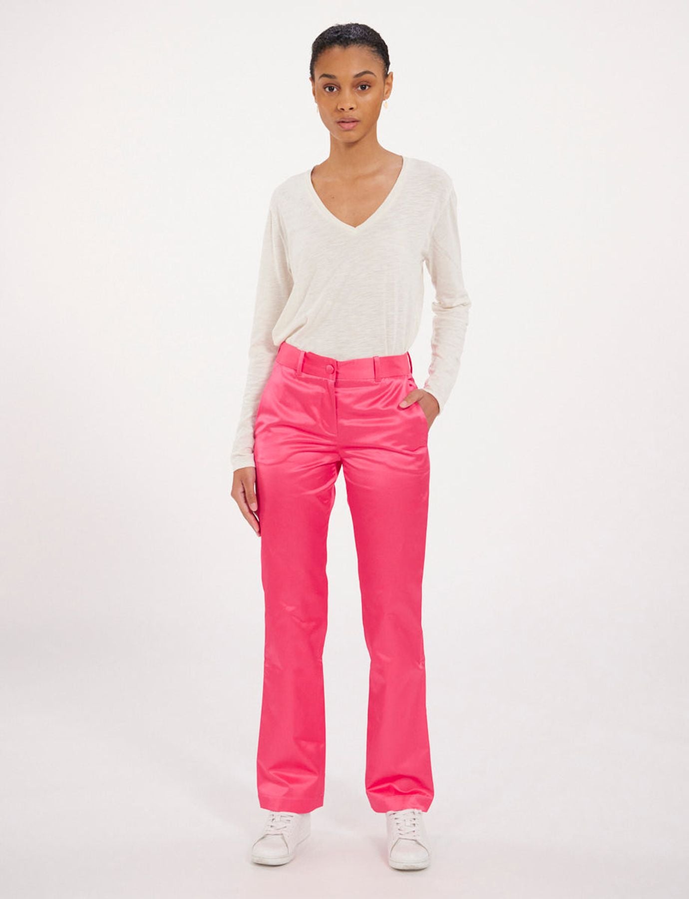 Pink Francisco satin trousers