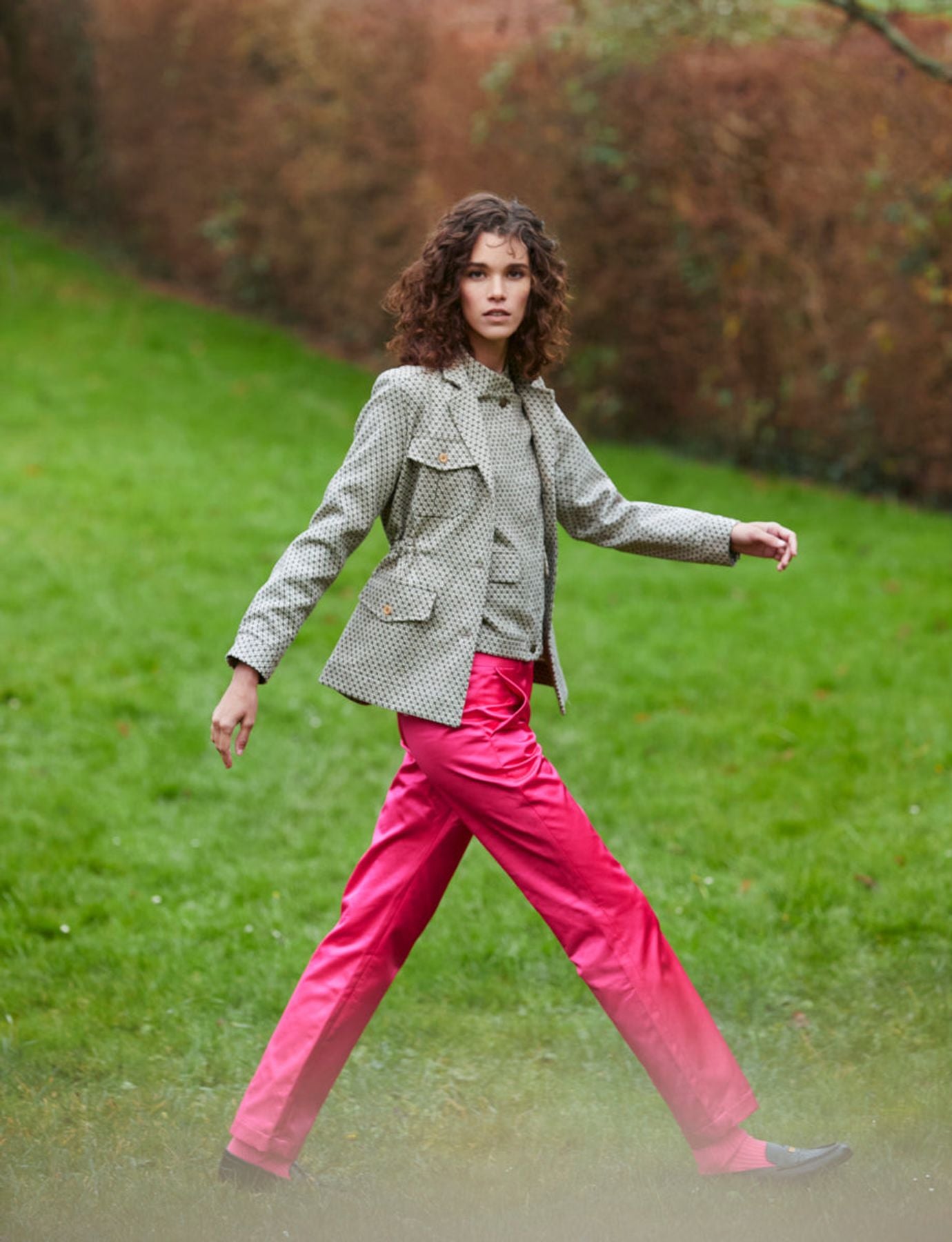 Pink Francisco satin trousers