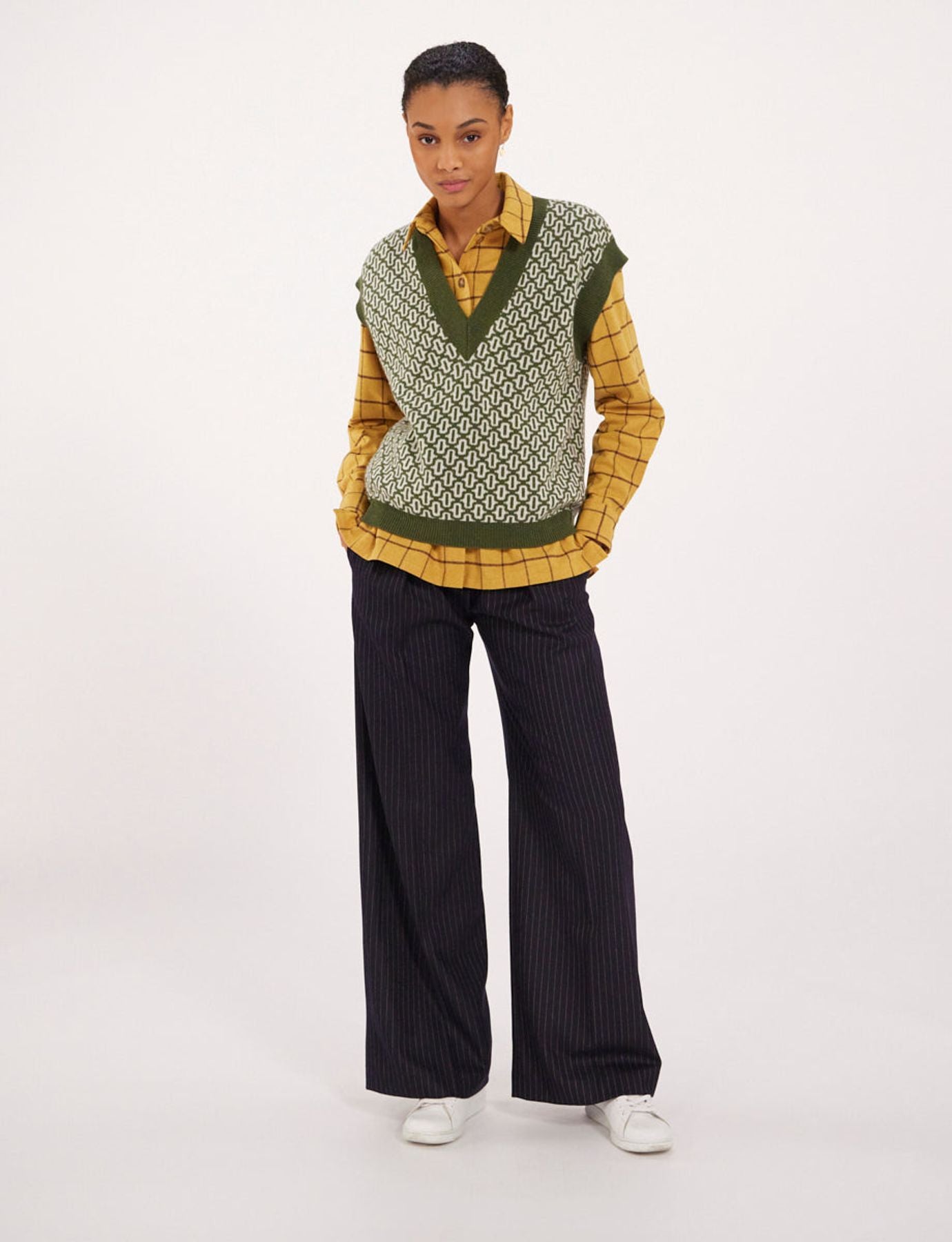 Hailey ecru/khaki wool jumper