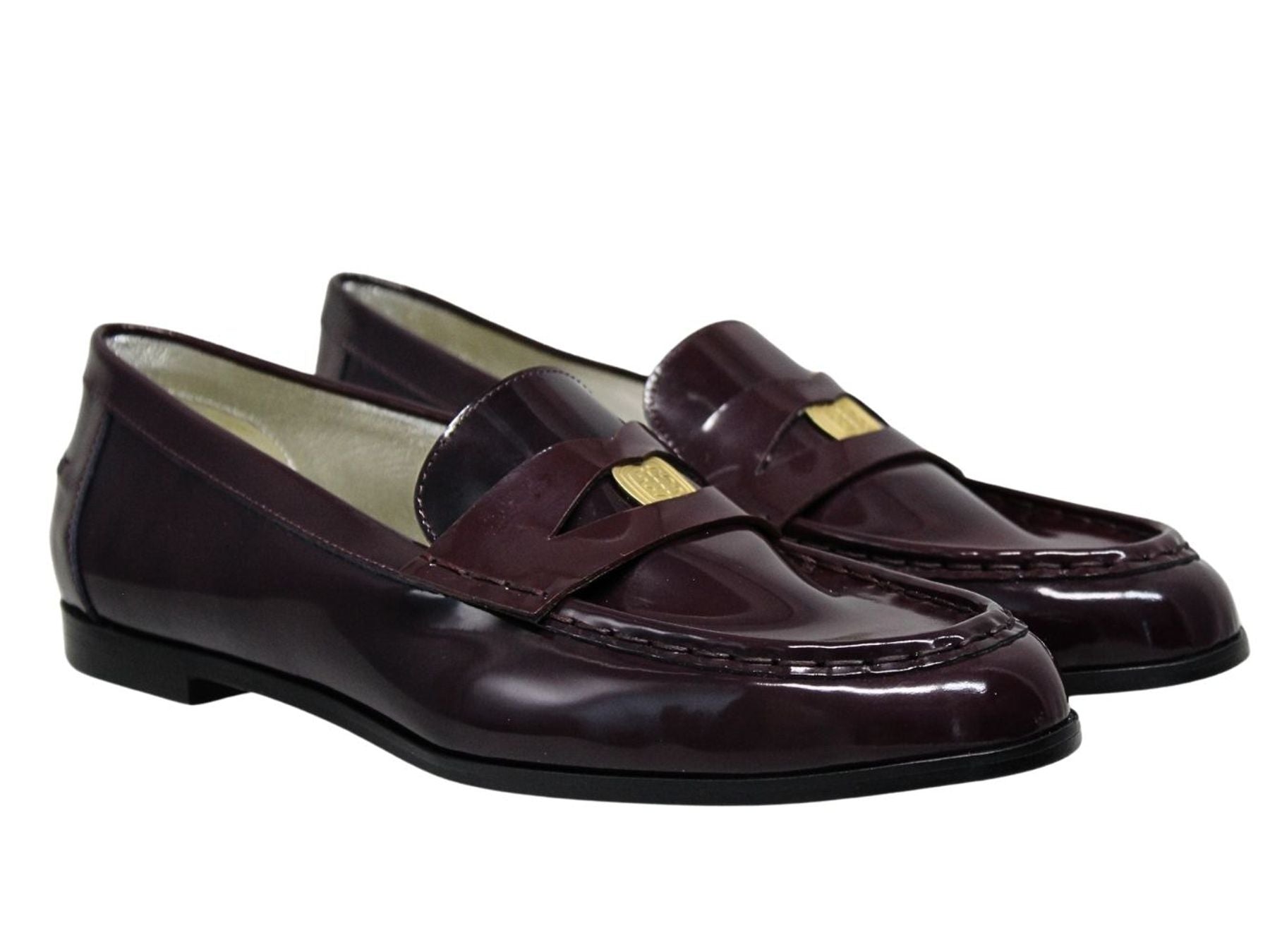 Mocassin Elvire en cuir lisse bordeaux