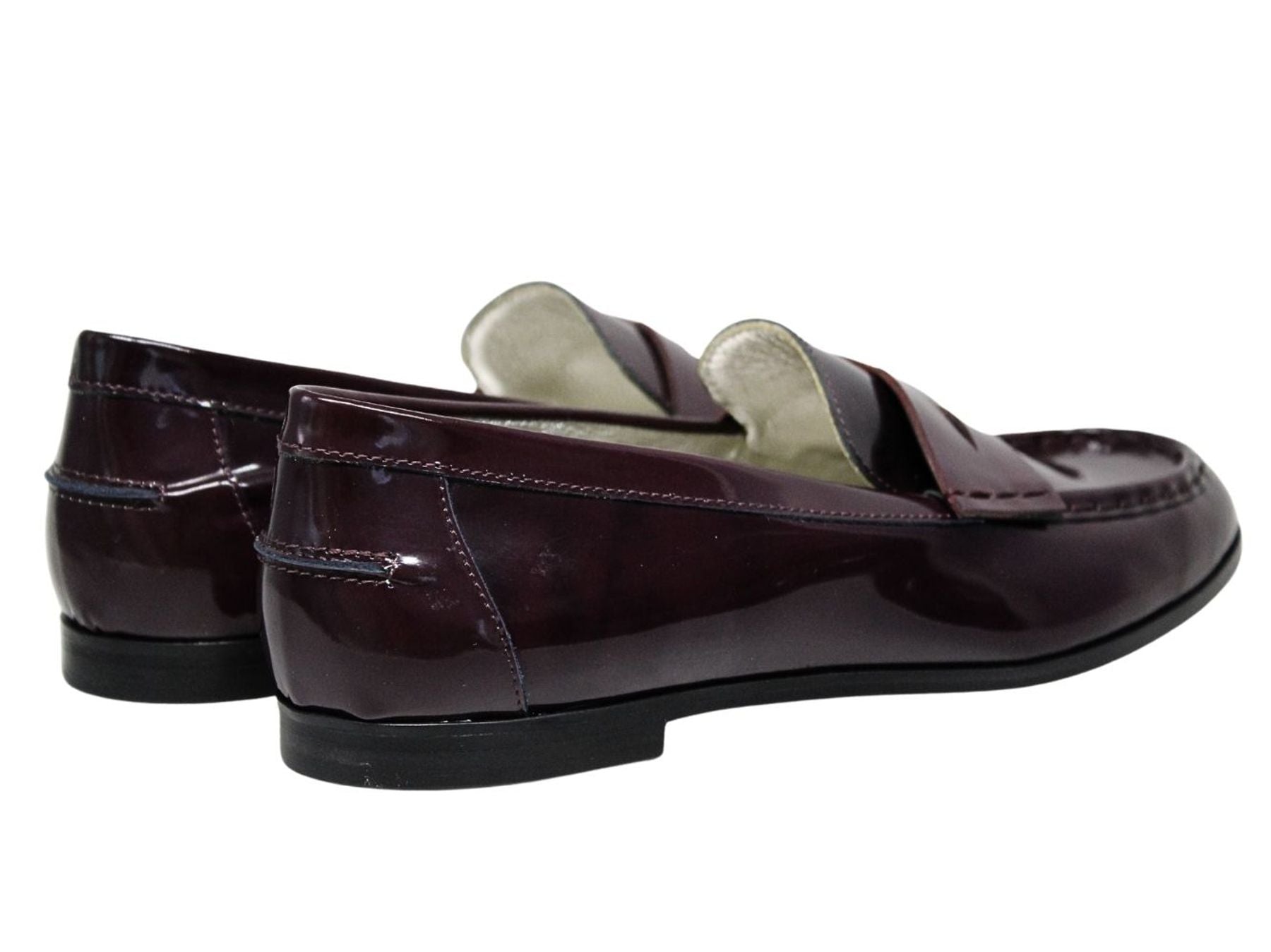Mocassin Elvire en cuir lisse bordeaux