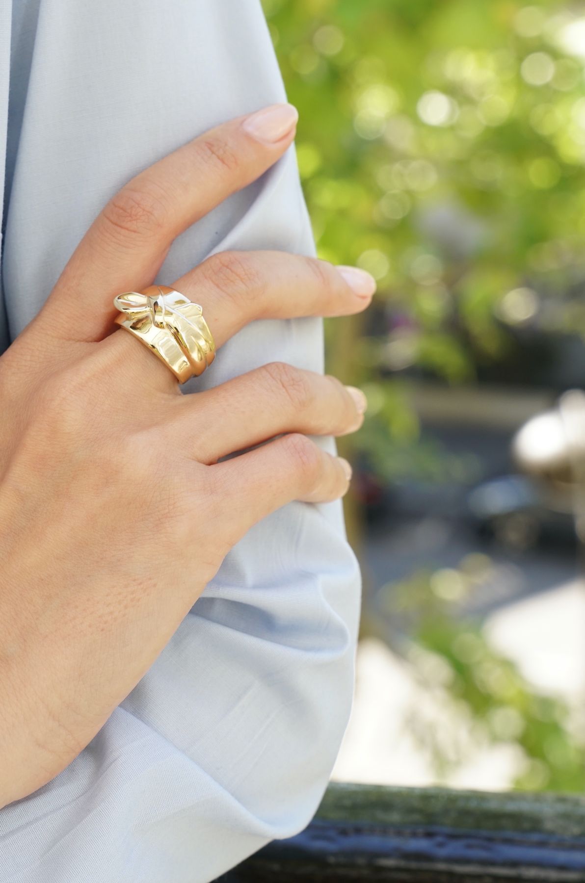 Bague attachement plaqué or noeud