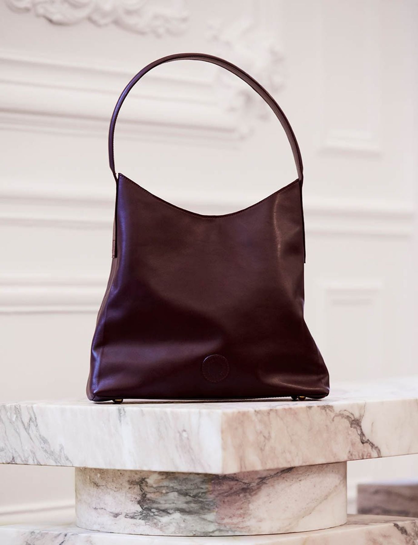 Bolso de piel burdeos Léonore M