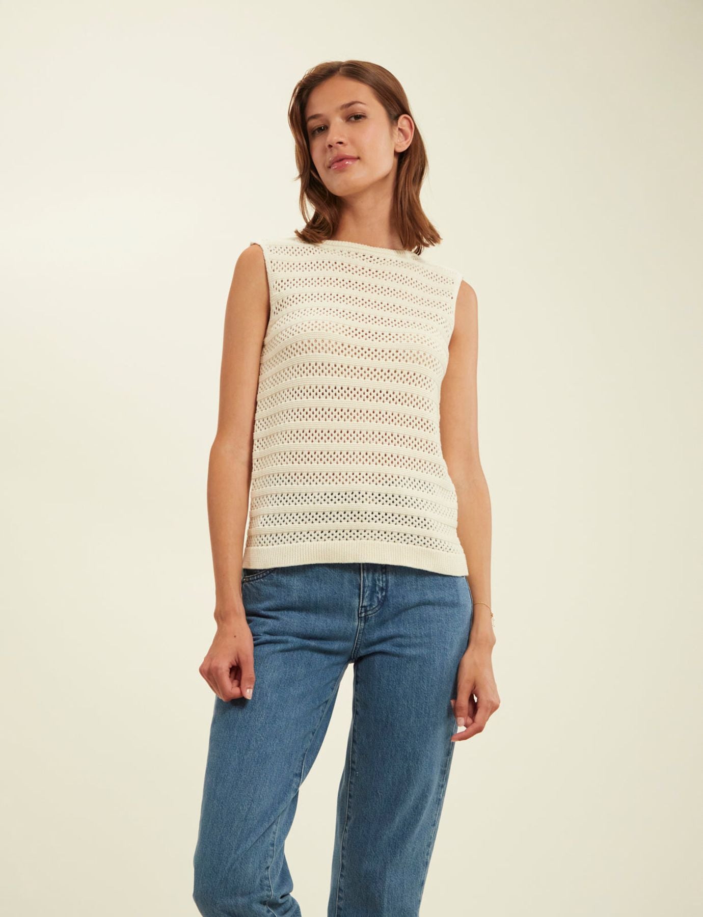 Clovis crochet tank top ecru