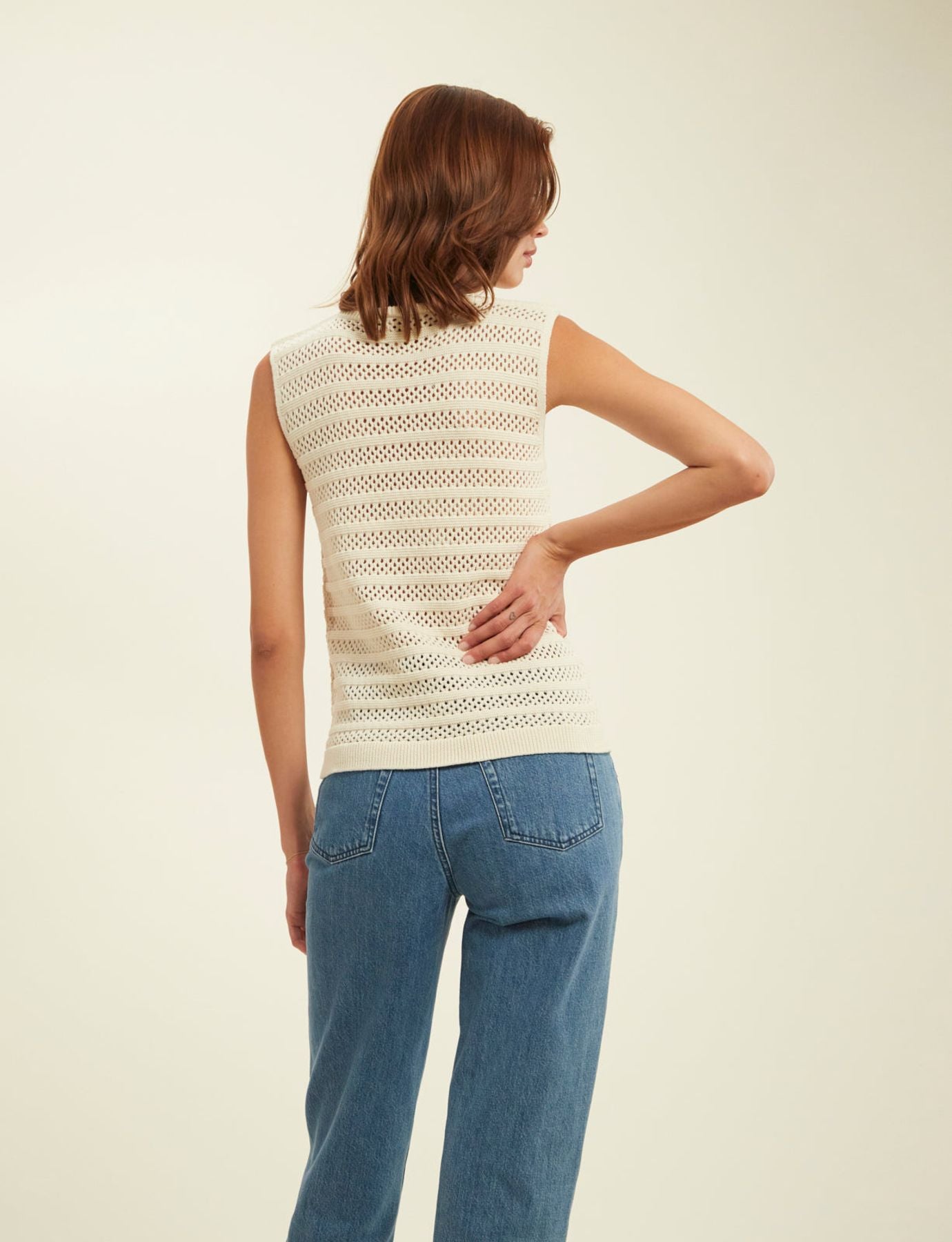Clovis crochet tank top ecru