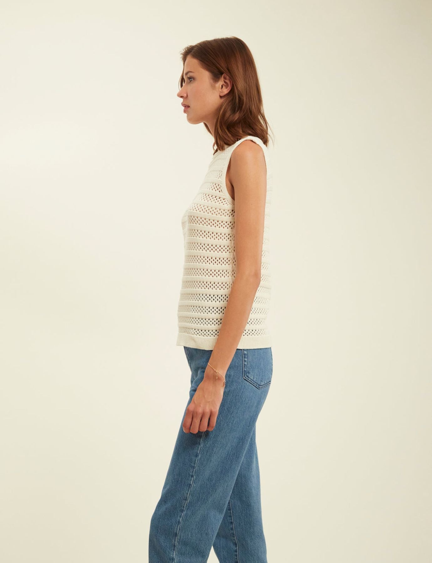 Clovis crochet tank top ecru