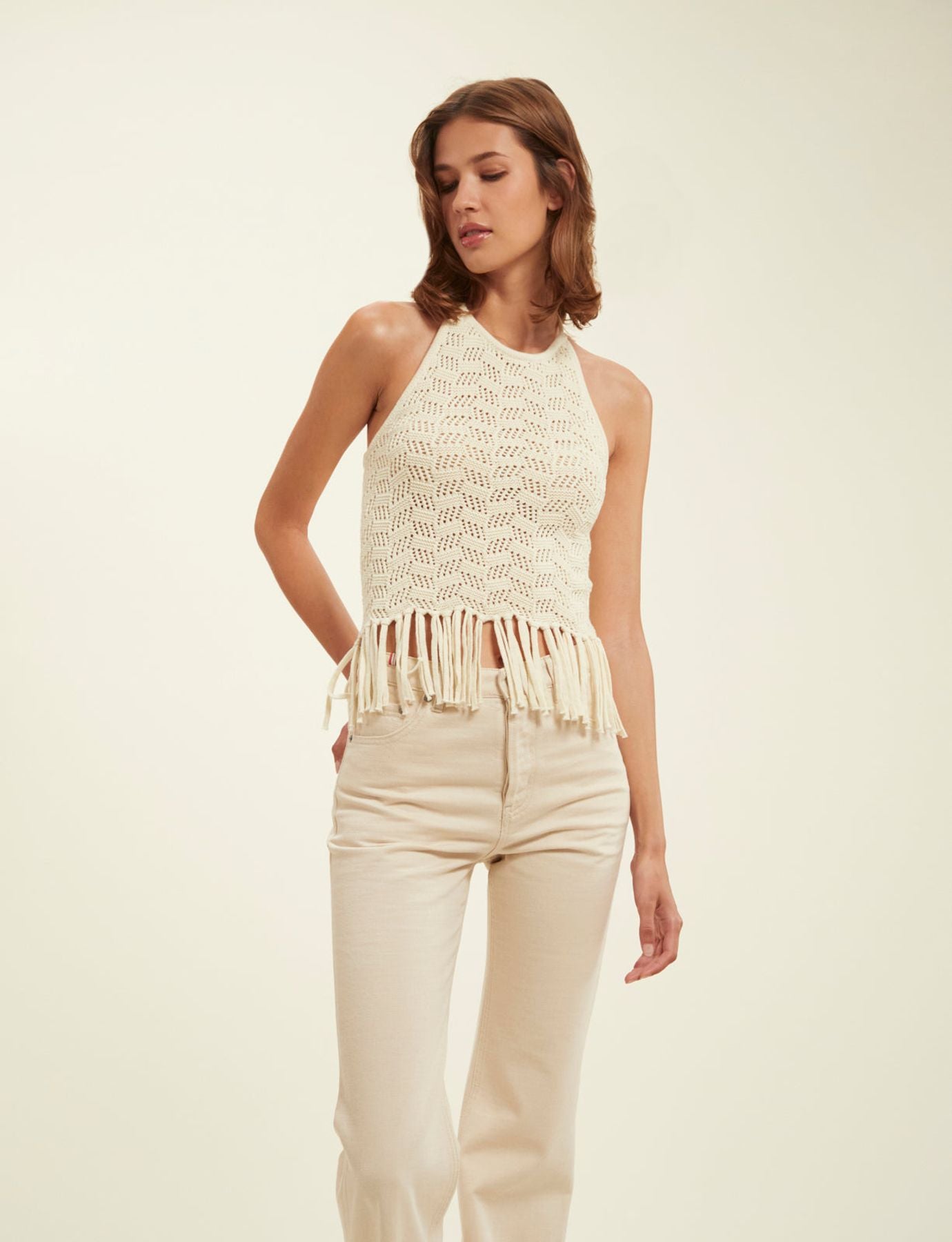 Eliane ecru crochet top