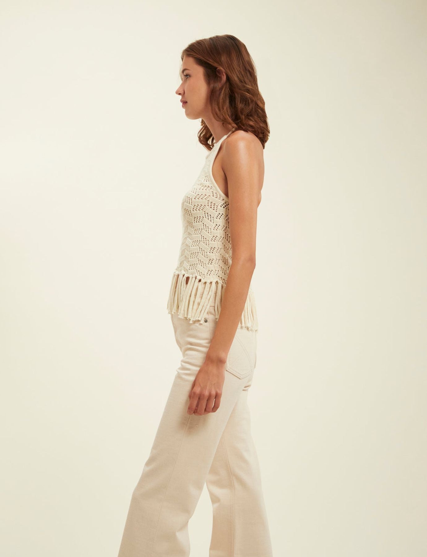 Eliane ecru crochet top