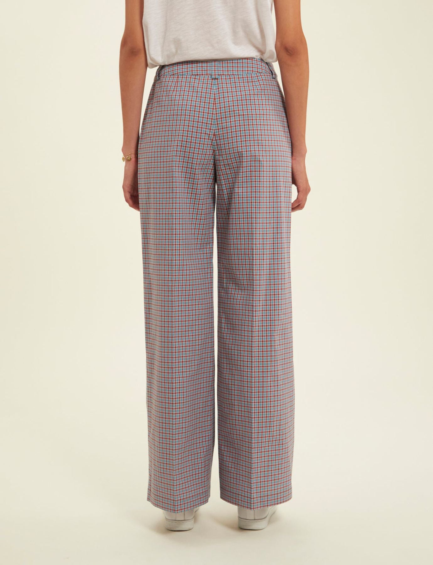 Luciano turquoise checked trousers