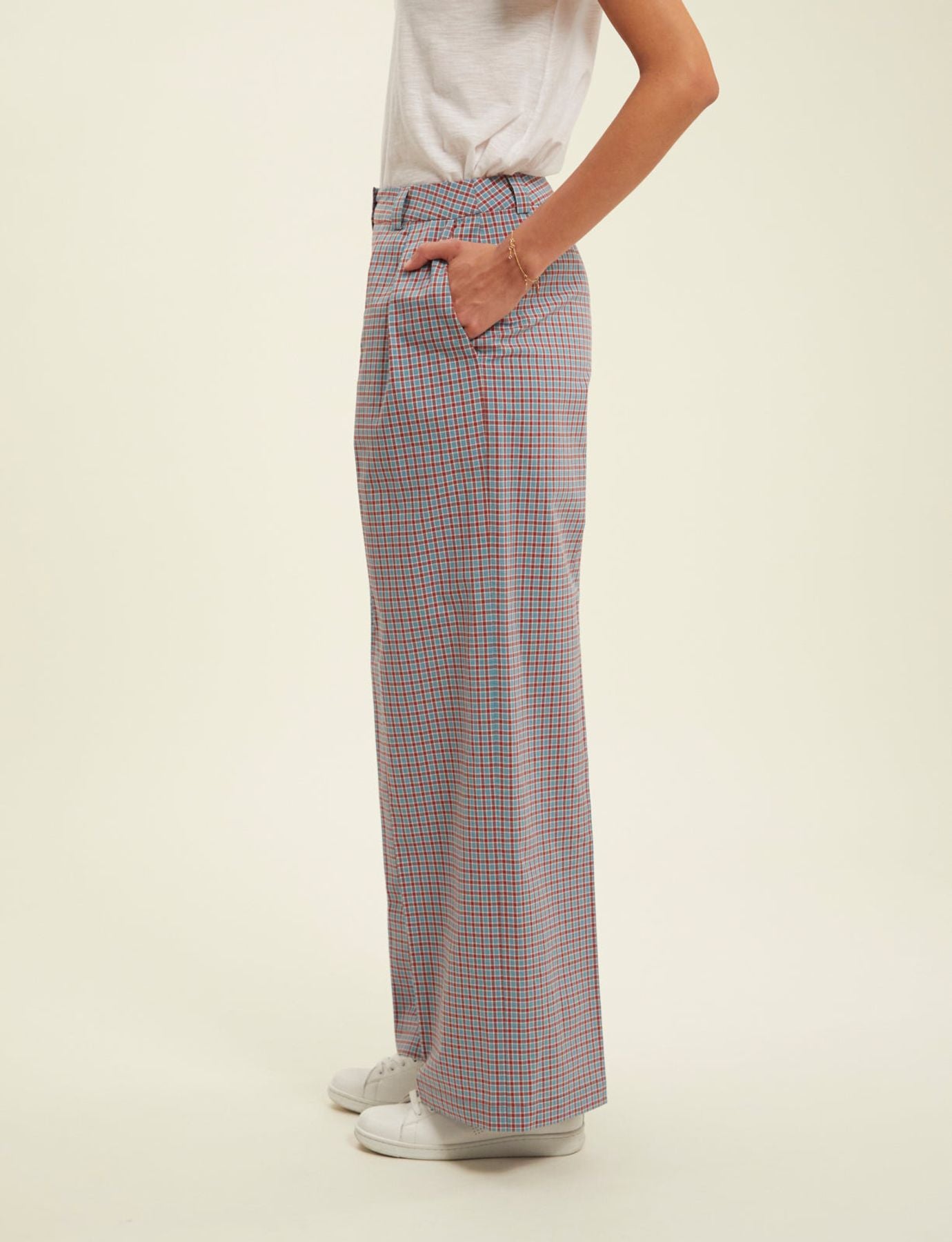 Luciano turquoise checked trousers