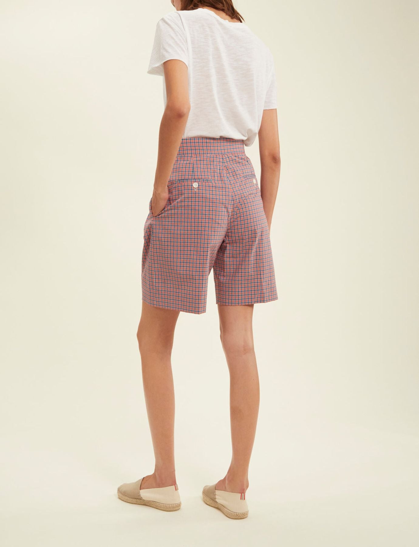 Plum red checked shorts
