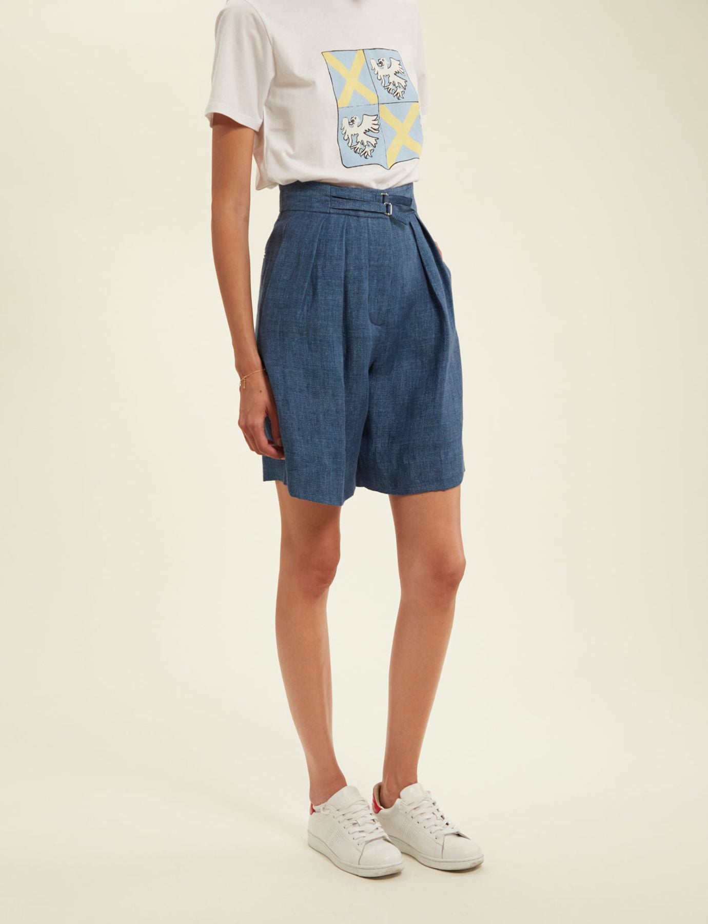 Prune blue denim shorts