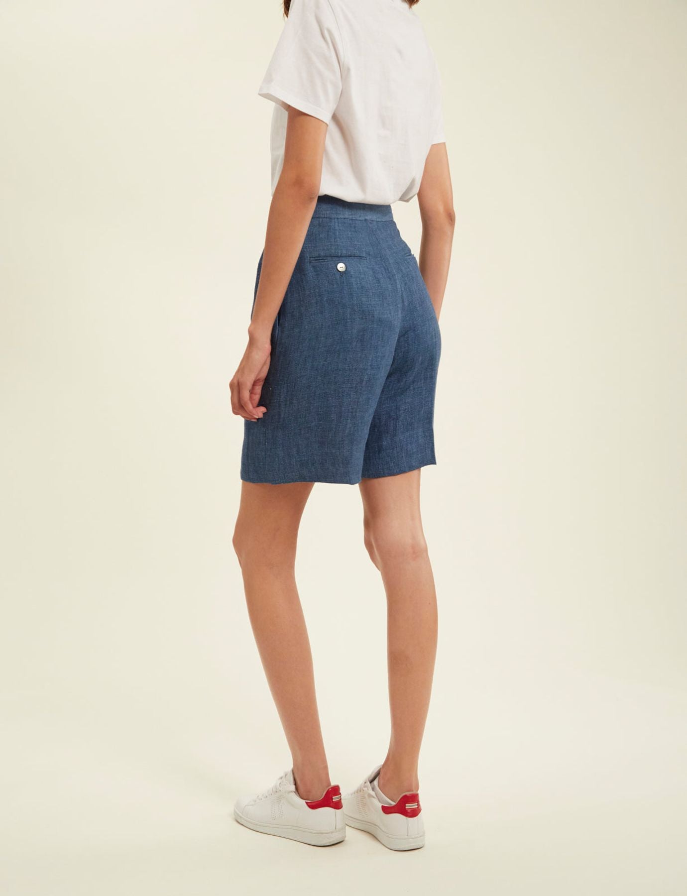 Prune blue denim shorts