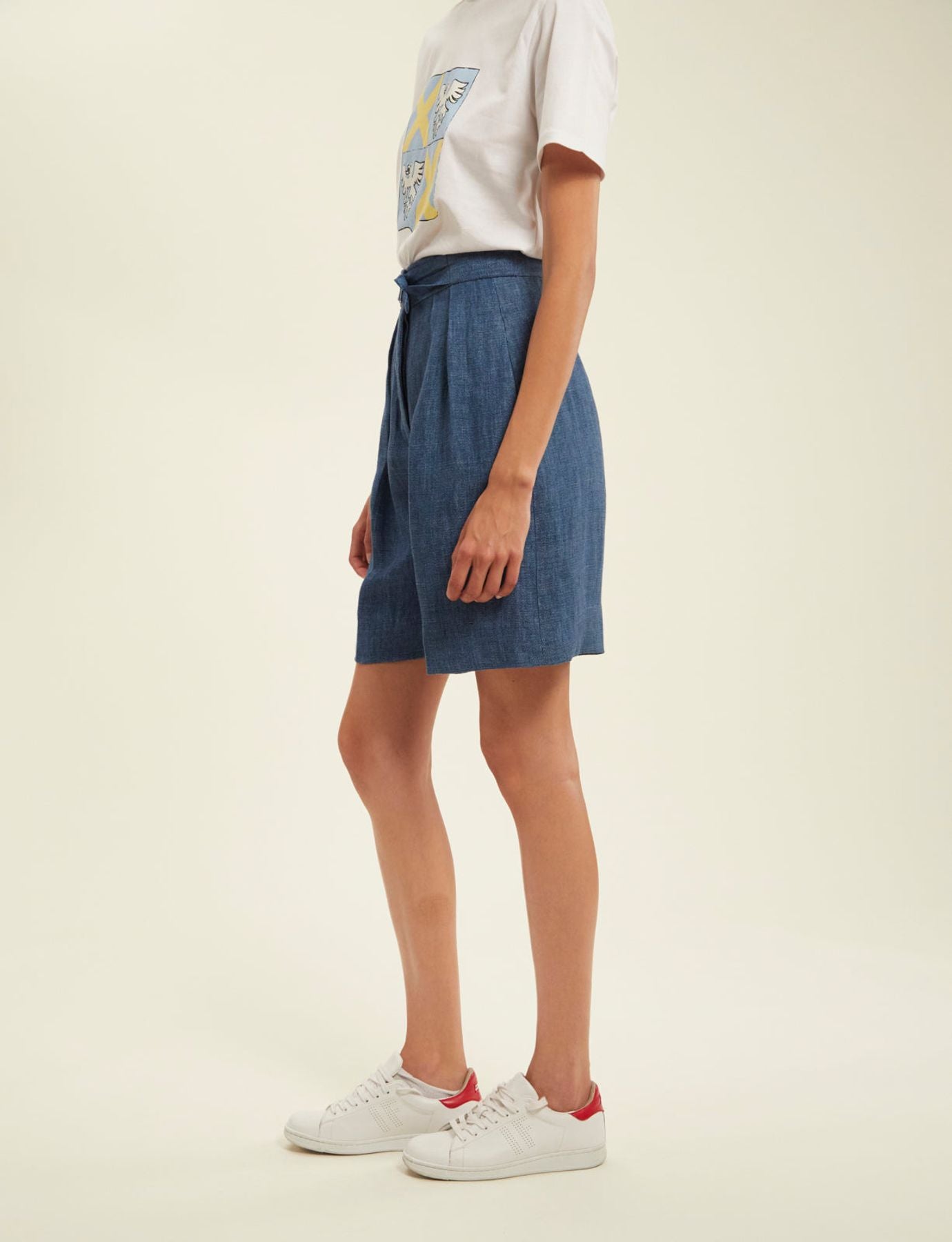 Prune blue denim shorts