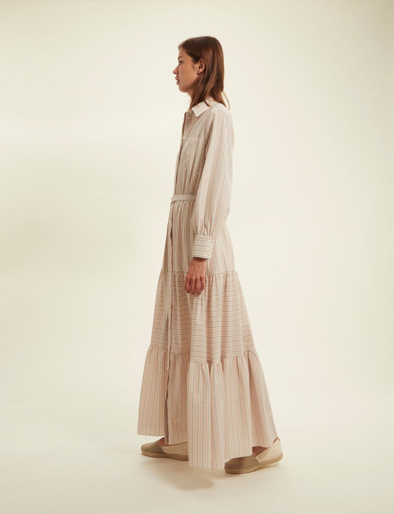 Robe Léna écru à rayures