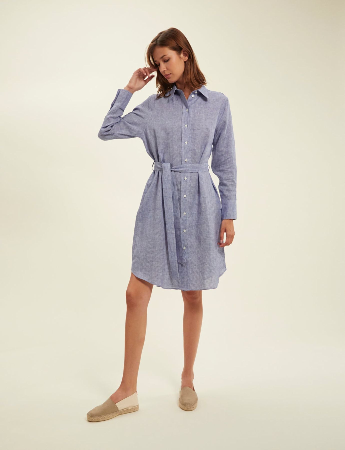 Amour dress in blue linen