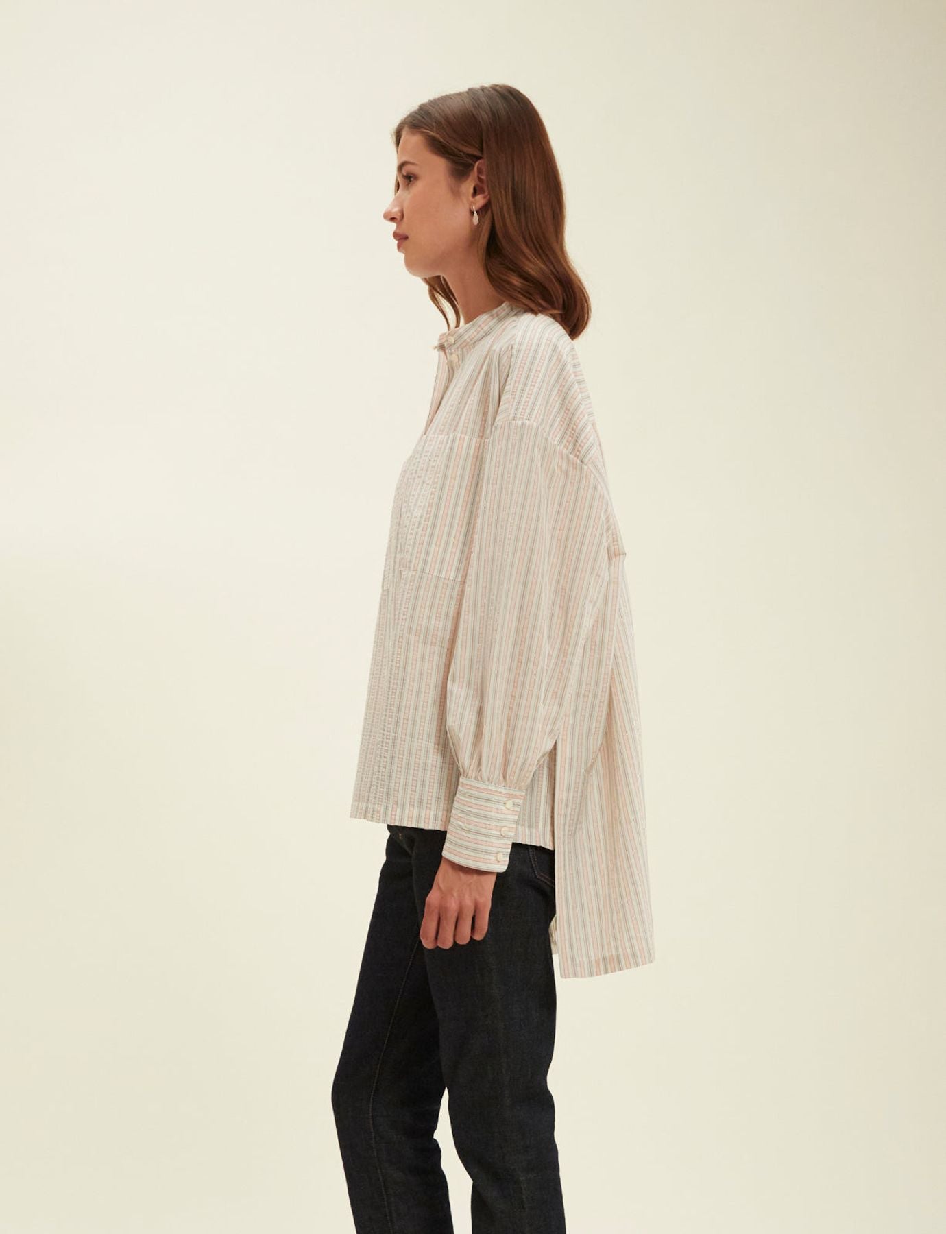 Camicia Adamo a righe ecrù