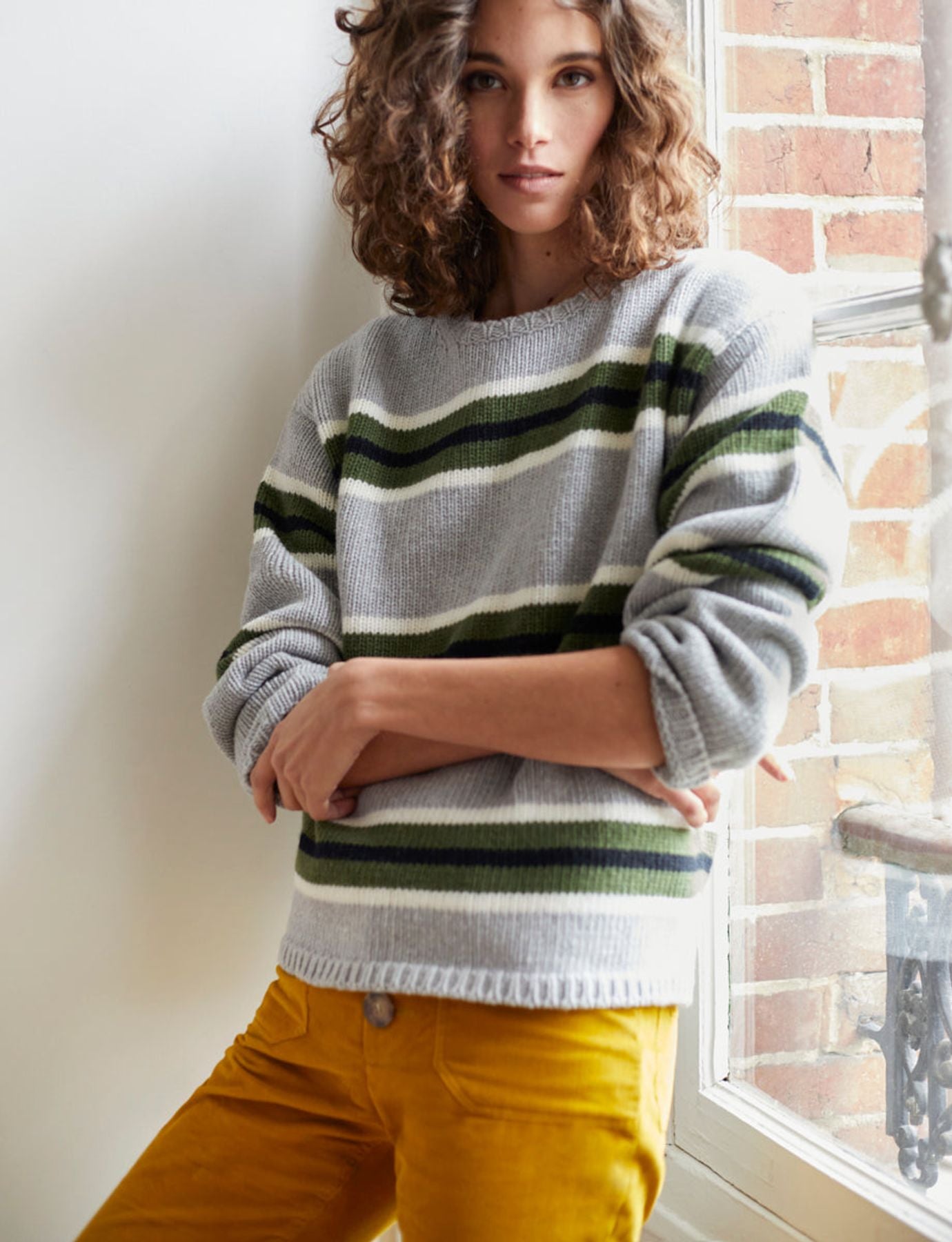 Elina jumper grey/ green wool
