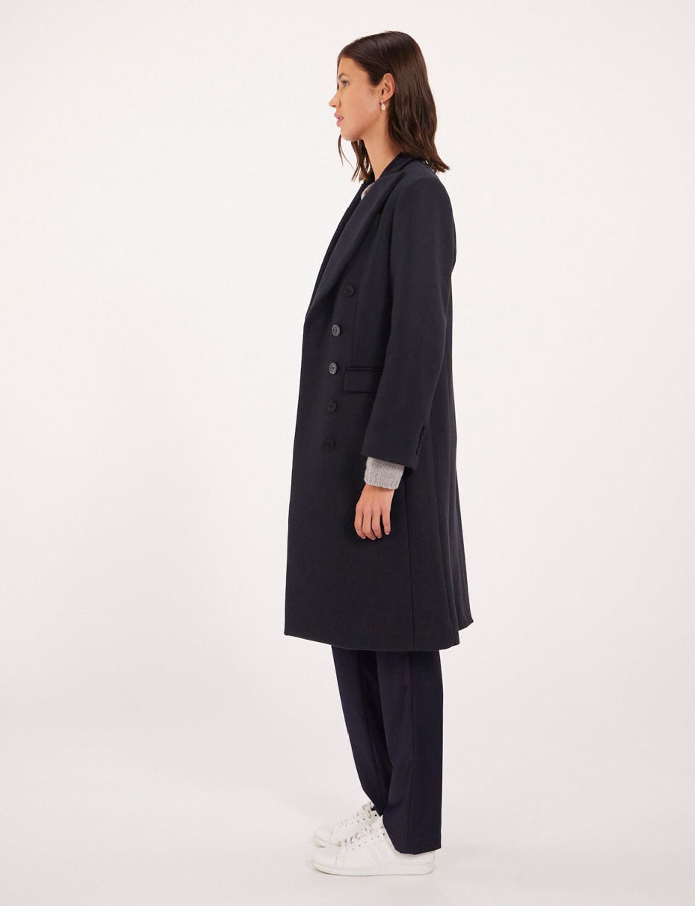 Cappotto Mauricette in lana blu notte