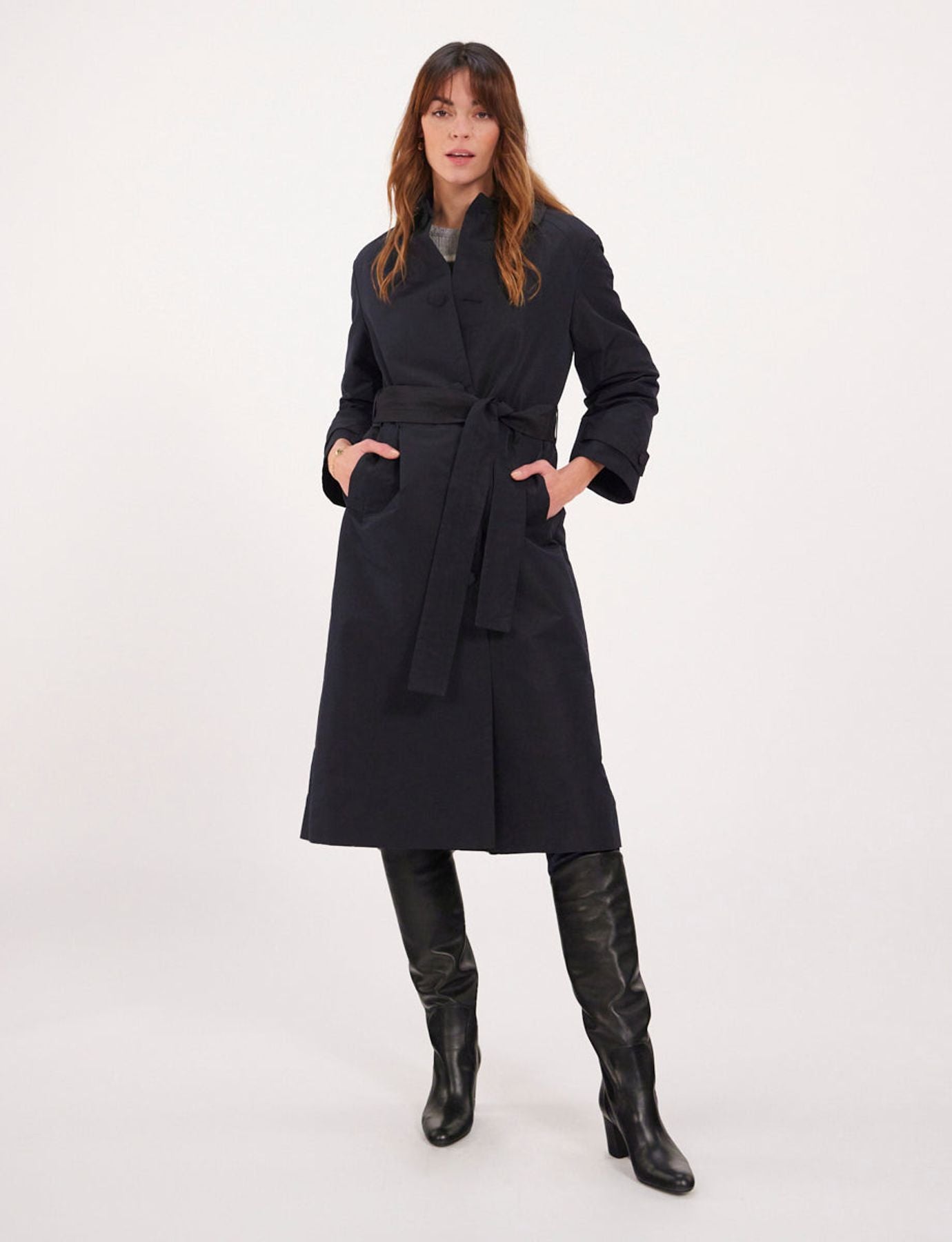 Esme long trench coat, black