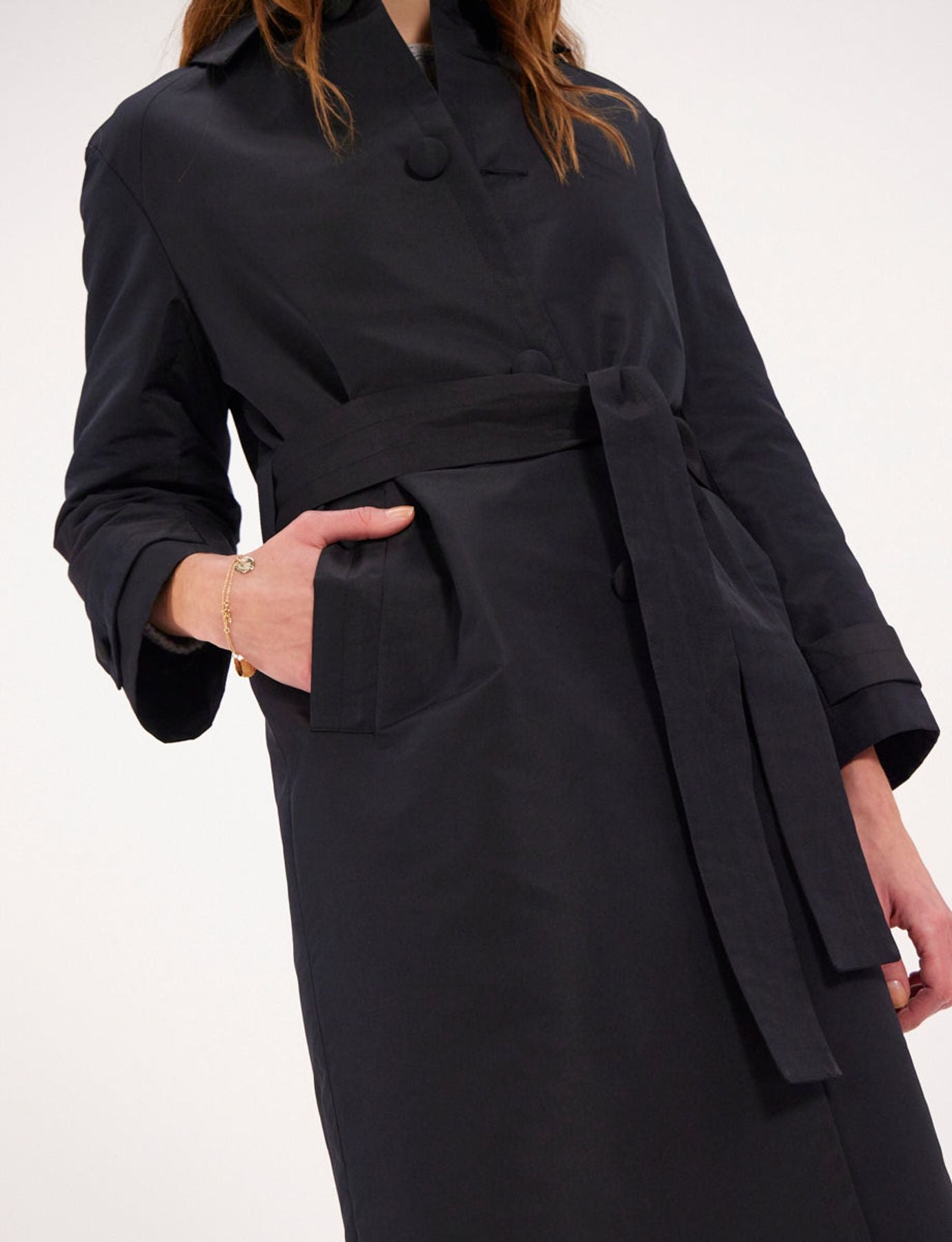 Esme long trench coat, black