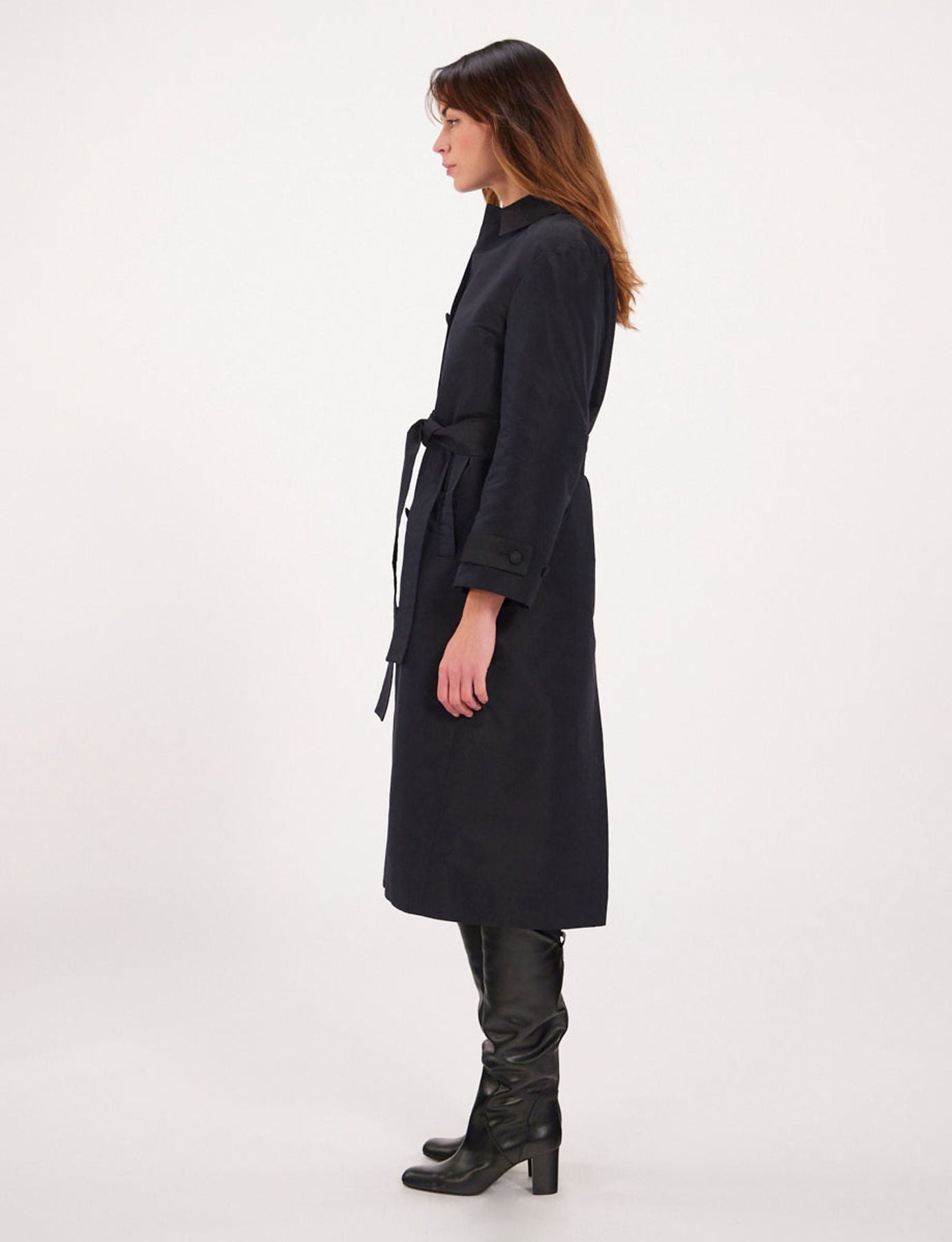 Esme long trench coat, black