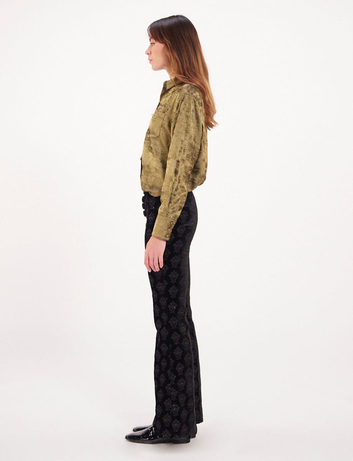 Charlotte black velvet embroidered trousers