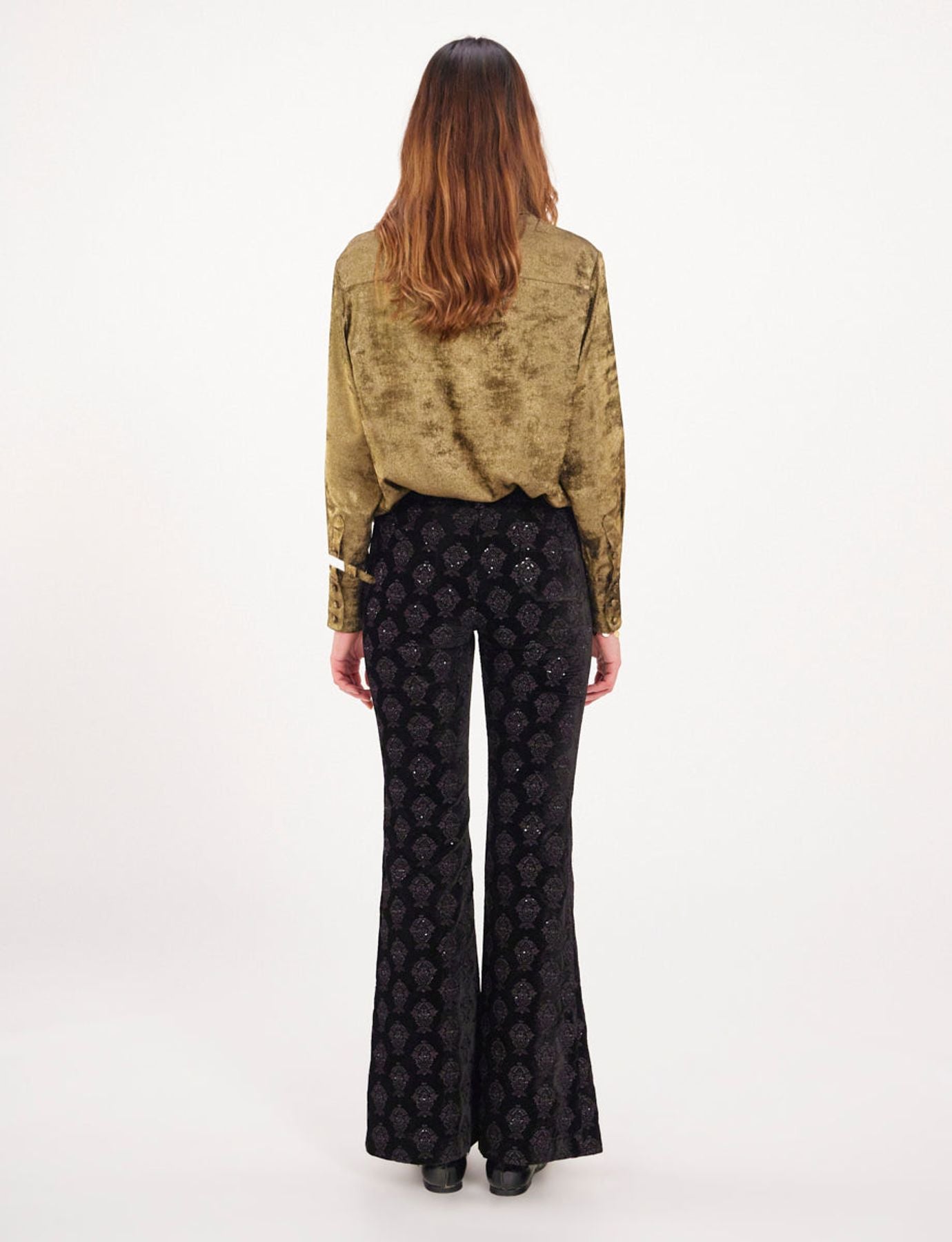 Charlotte black velvet embroidered trousers