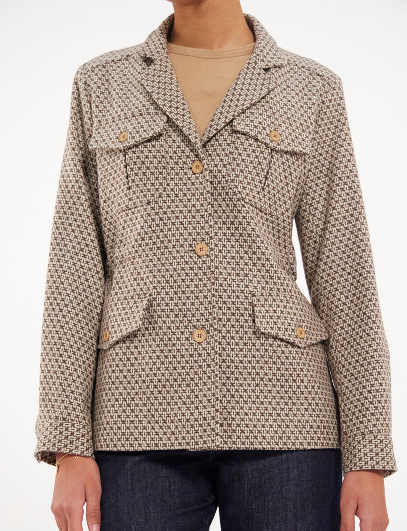 Brown/ecru wool Flipper jacket
